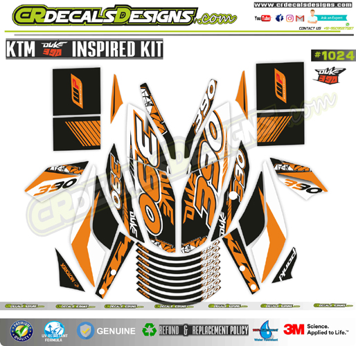 Buy Cr Decals Ktm Duke 390 Inspired Orange Edition Sticker Kit (duke 