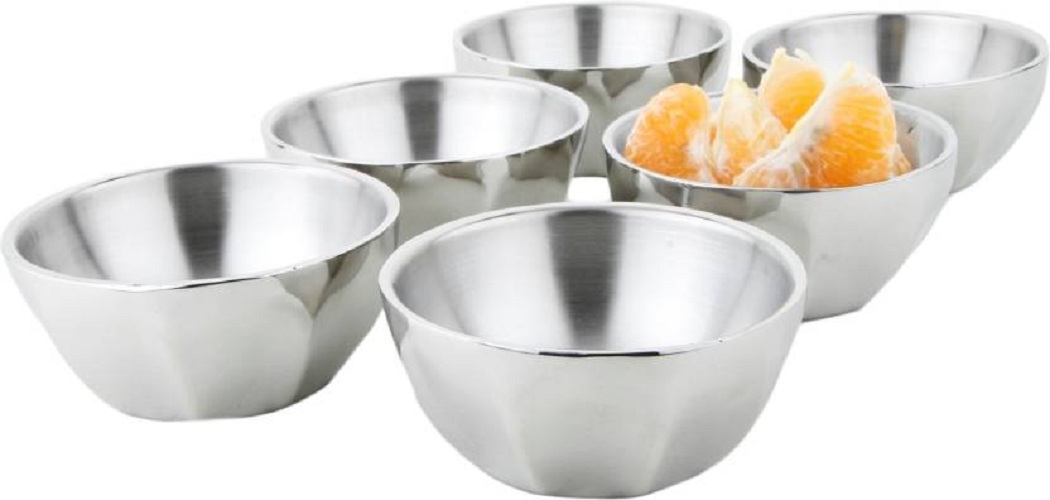 Lovato Diamond Stainless Steel Bowl Set  Silver, Pack of 6 