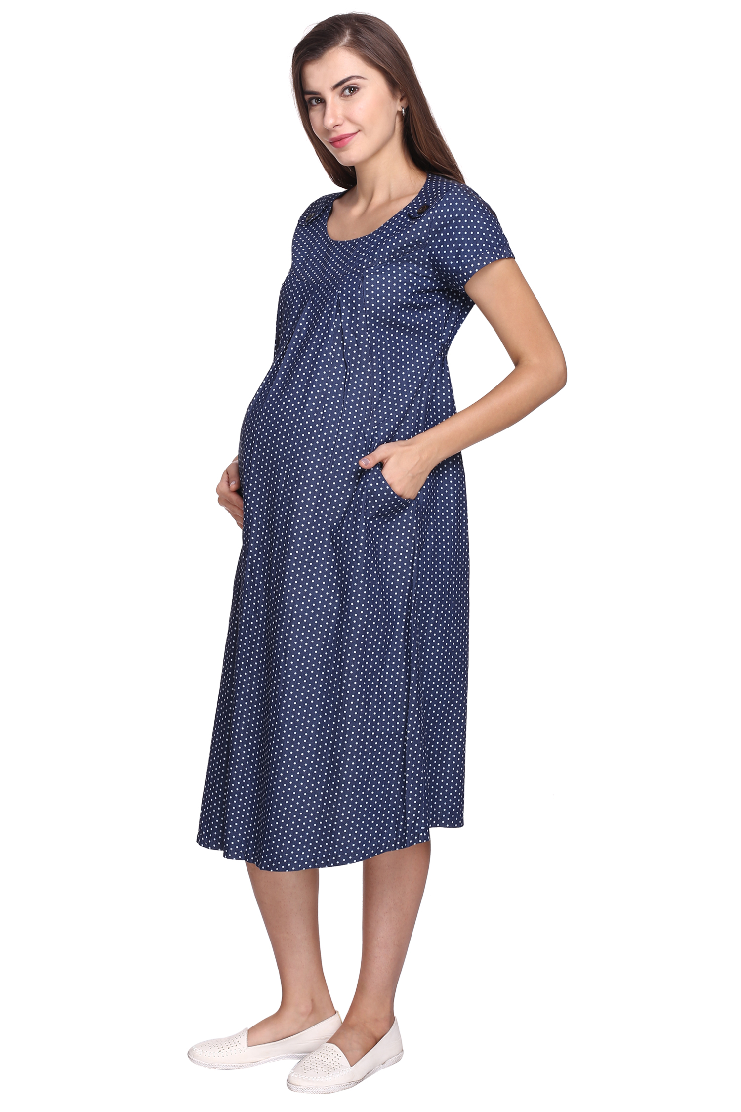 Buy MomToBe Women's Denim Maternity Dress, Blue Online @ ₹1549 from ...