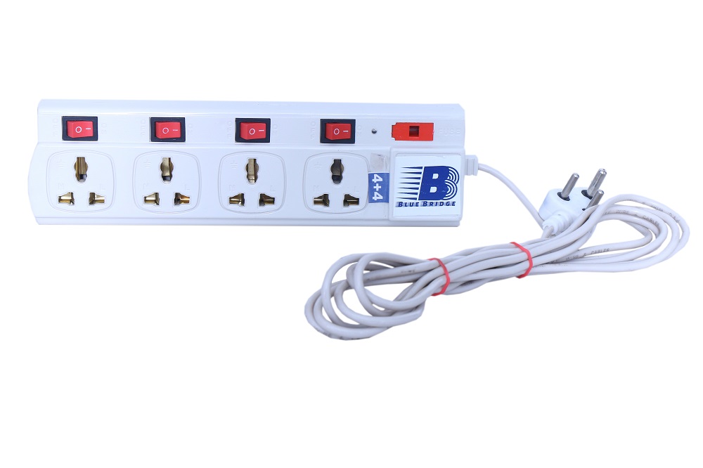 Buy Extension cord/ Board with fuse 4+4 6 A 240 V 3.5 meter long wire