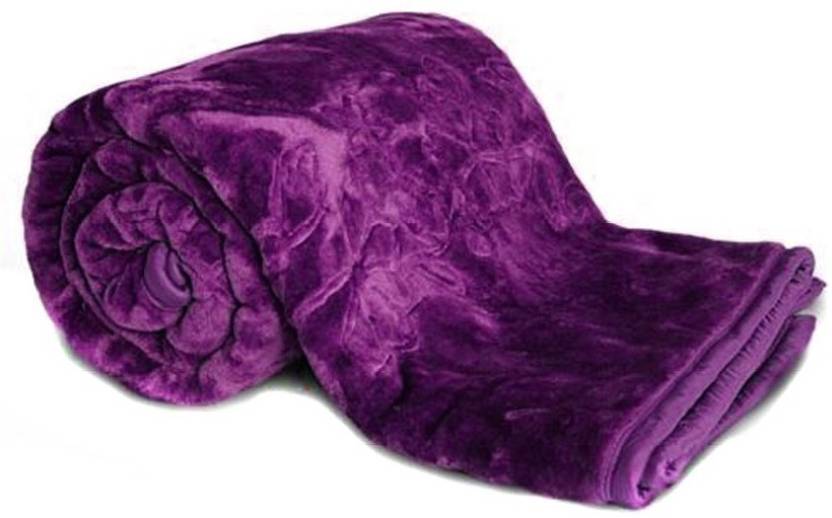 Buy Krishan Enterprises Floral Double Blanket Purple (Mink Blanket, Blanket) Online ₹1299 from