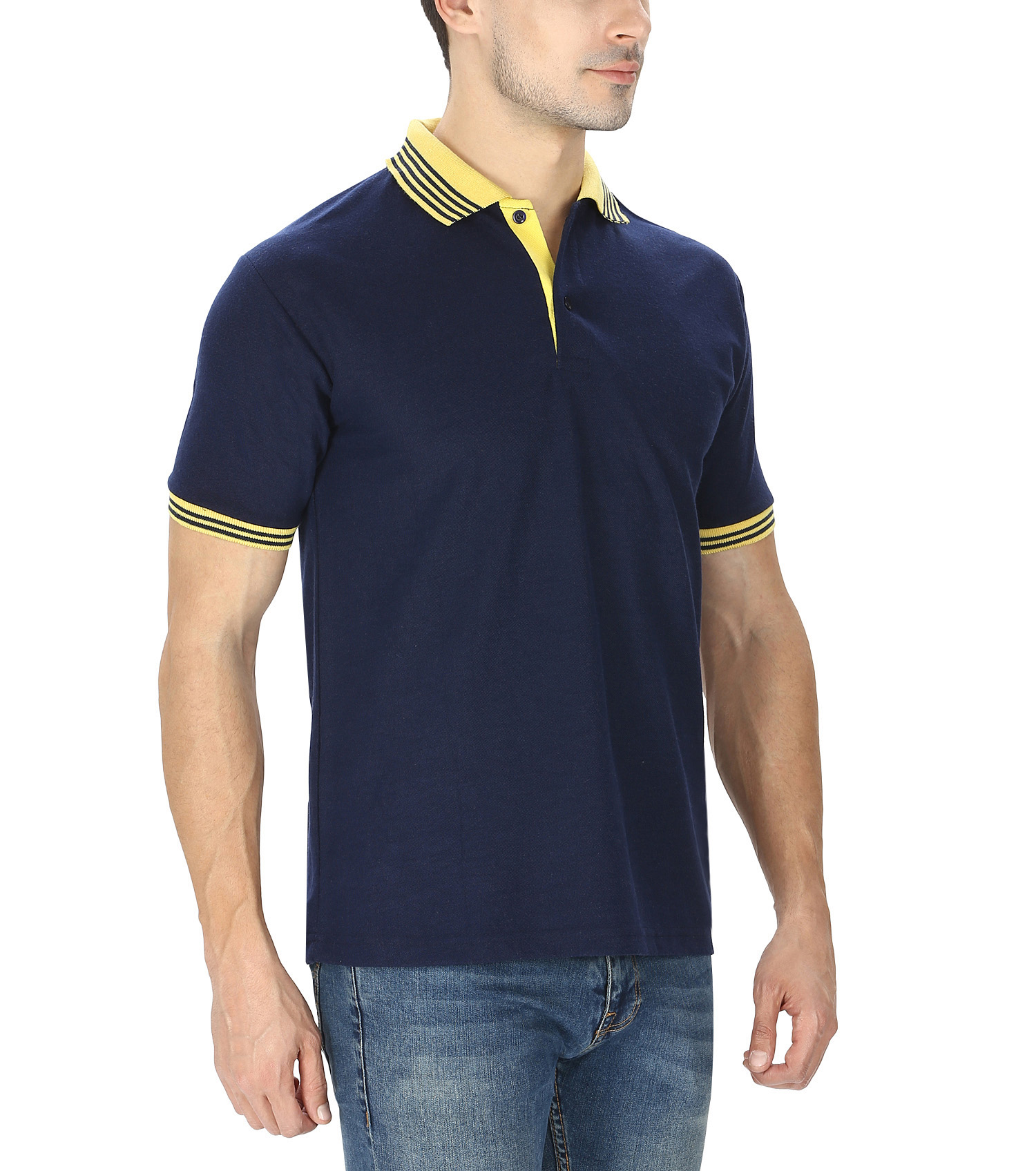 Buy Pack of 2 Men Polo Collar T Shirt by Baremoda (Black Navy) Online ...