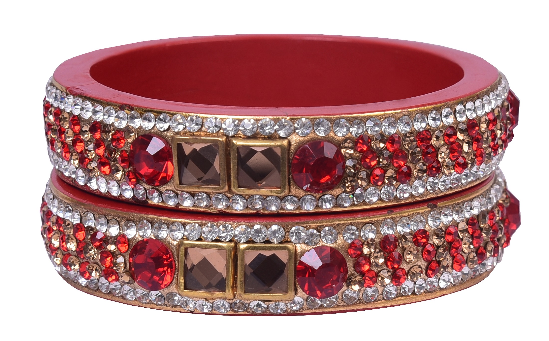 Buy Sukriti Rajasthan Style Traditional Kundan Red Lac Kada Bangles For