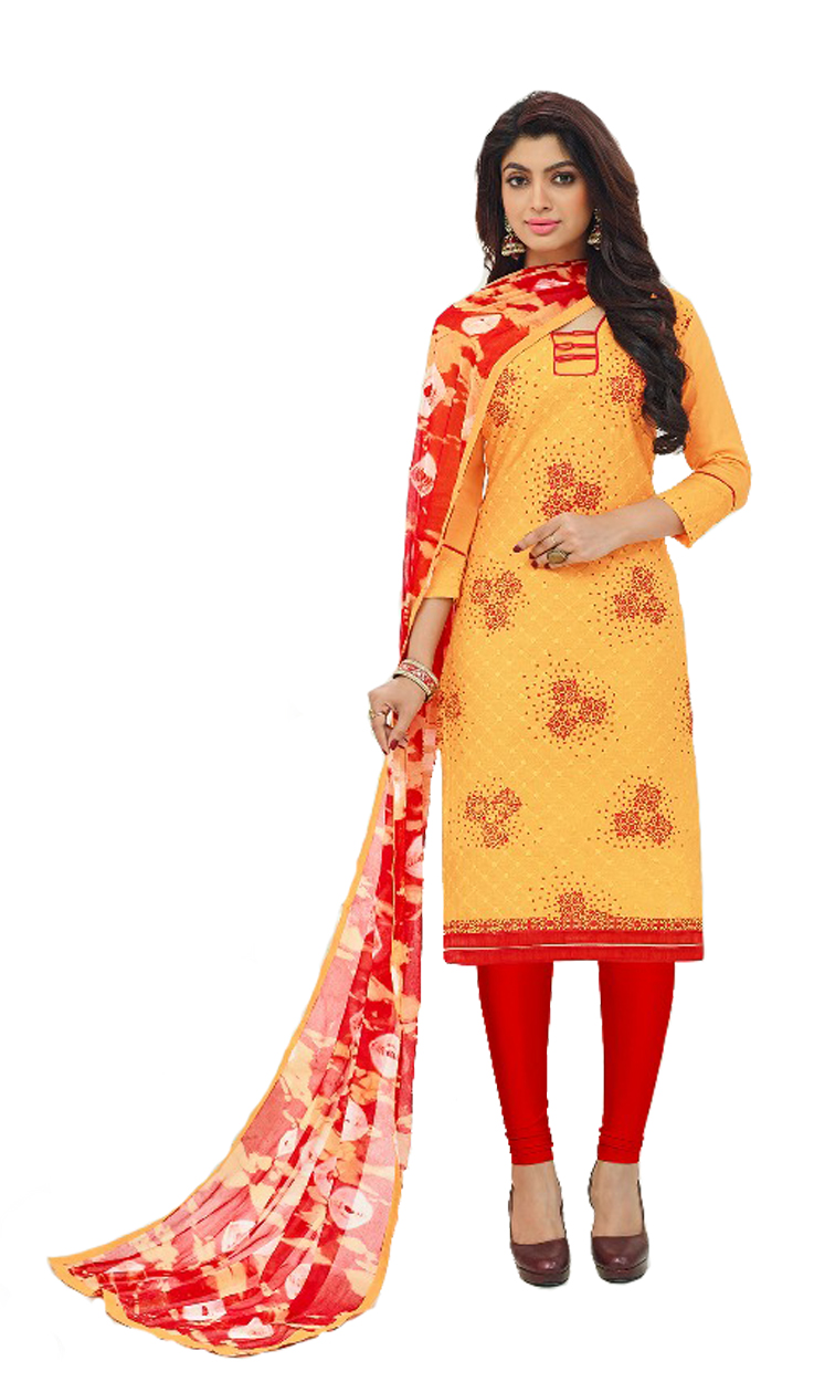 Buy Shree Ganesh Retail Women S Cotton Work With Print Churidar Salwar Kameez Un Stitched Dress