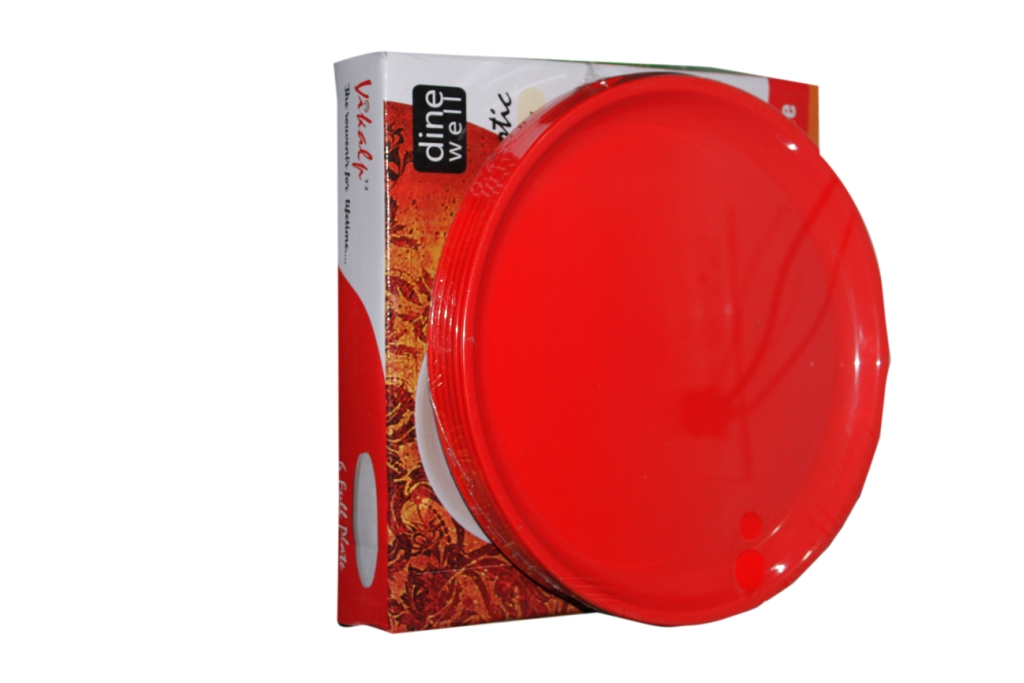 Buy Vikalp Plastic Full microwave safe Round Plates ( 6pcs) (Red
