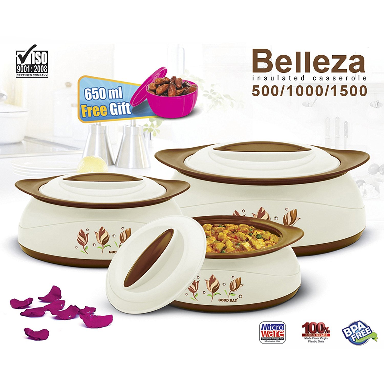 Buy BMS GoodDay Belleza Insulated Hot Pot Casserole Gift Set, 3 Pcs