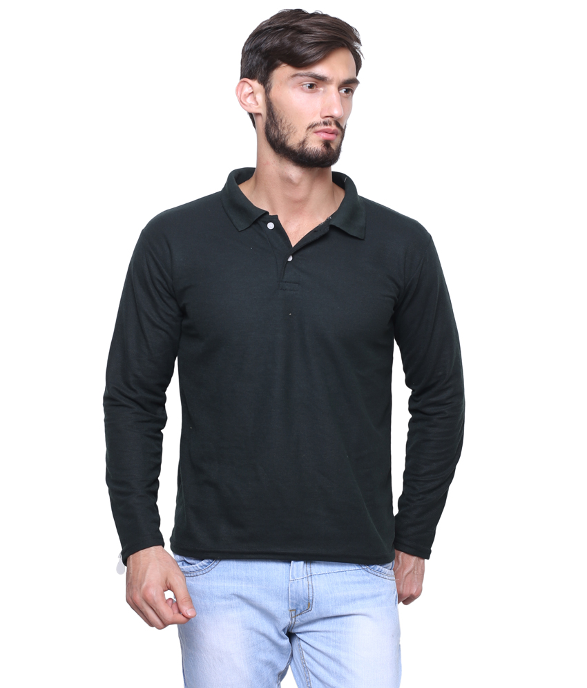 Buy Dark Green Full Sleeve Collar T-Shirt For Men Online @ ₹399 from ...