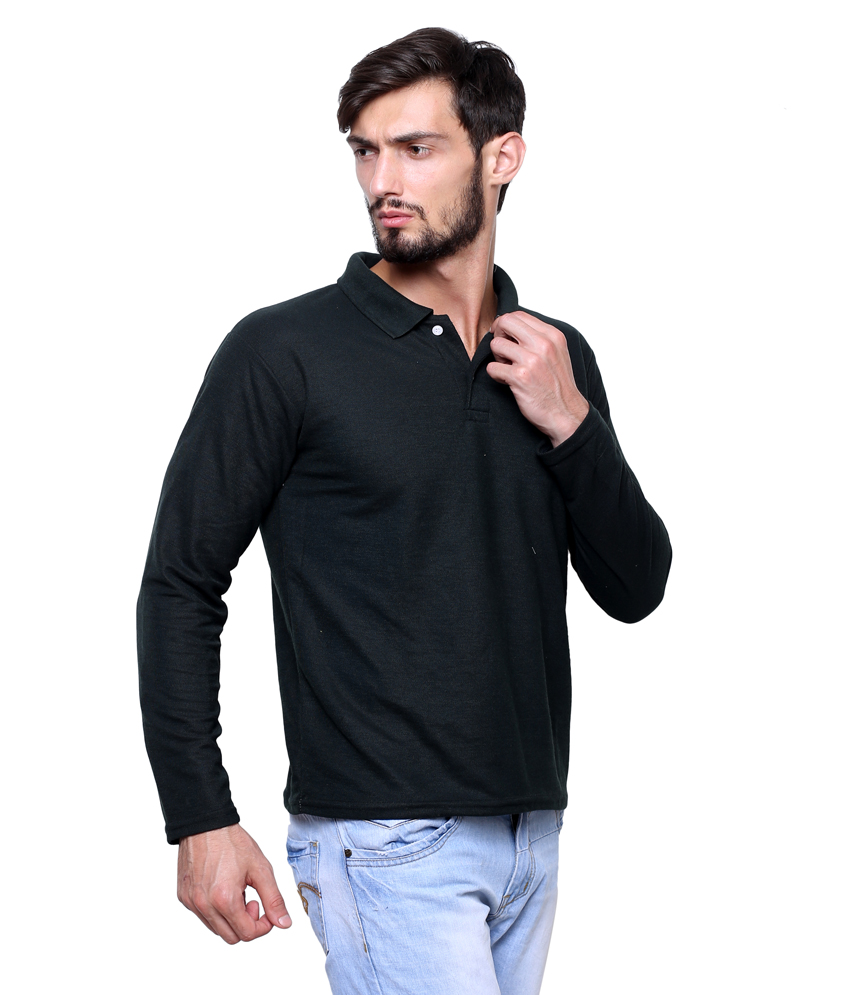 Buy Dark Green Full Sleeve Collar T-Shirt For Men Online @ ₹399 from ...