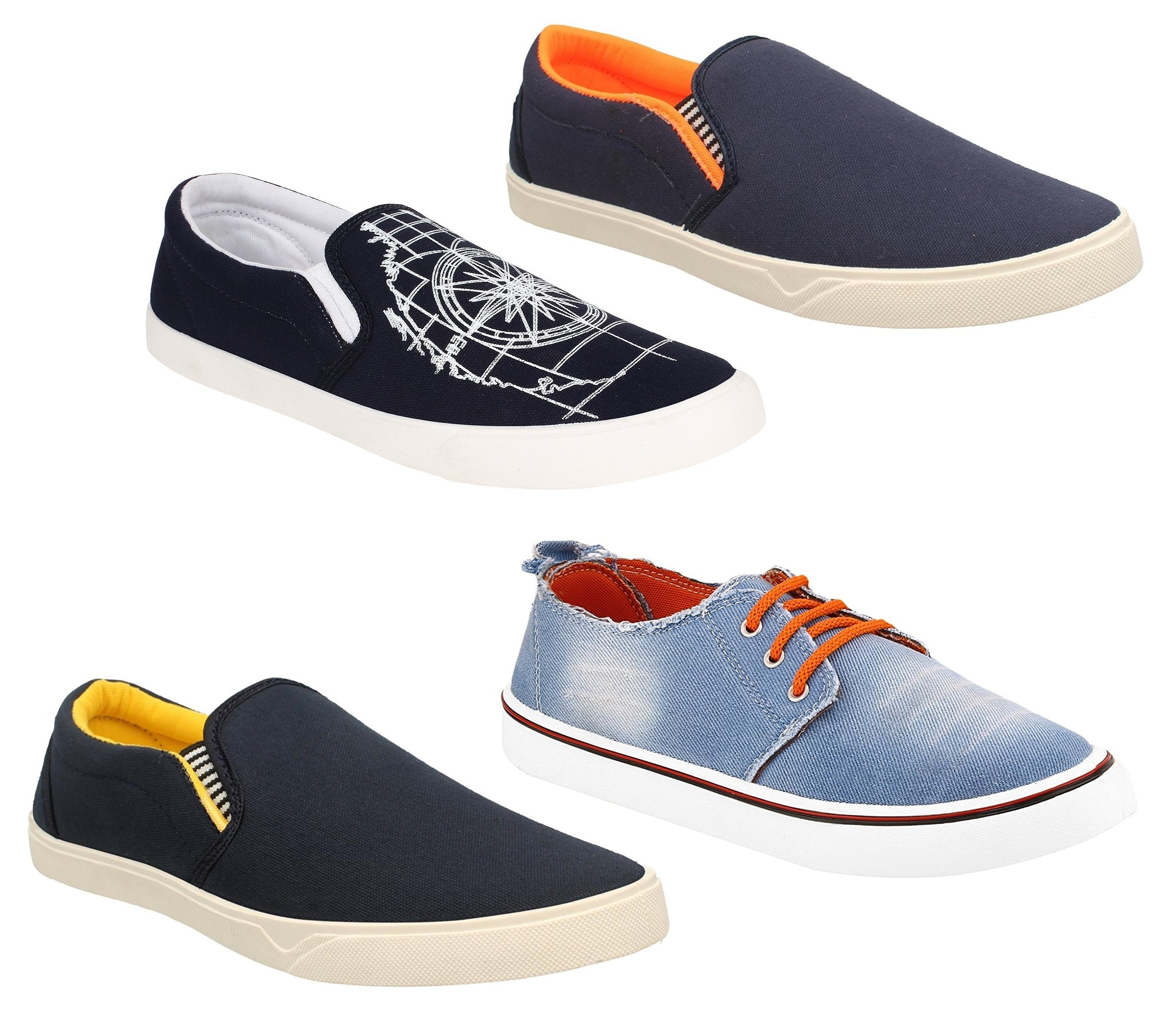 Buy Chevit Men's Combo Pack of 4 Smart Casuals, Loafers and Sneakers ...