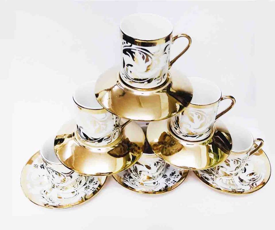 Buy 12 Pcs Cup and Saucer Set (Golden) Online @ ₹719 from ShopClues