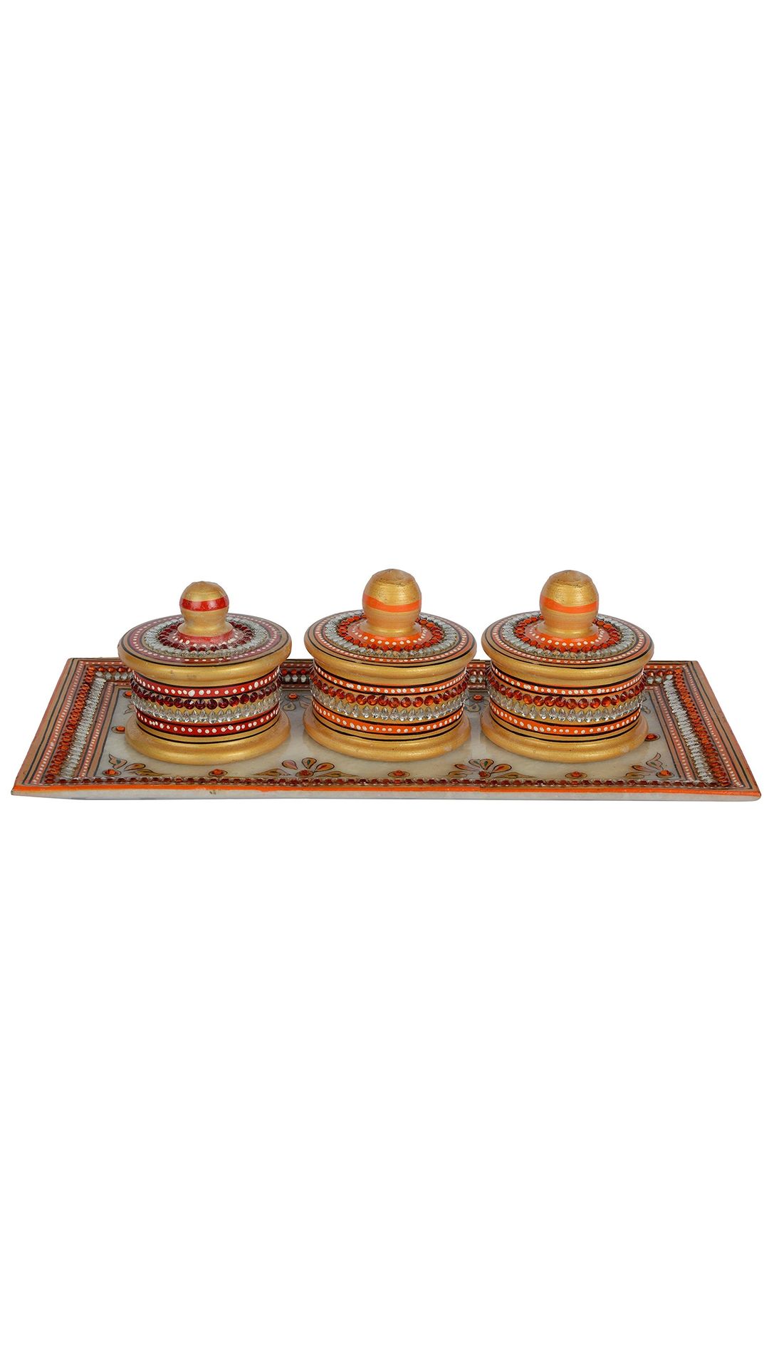 Buy Marble Three Piece Refreshment Royal Platter Dry Fruit Container