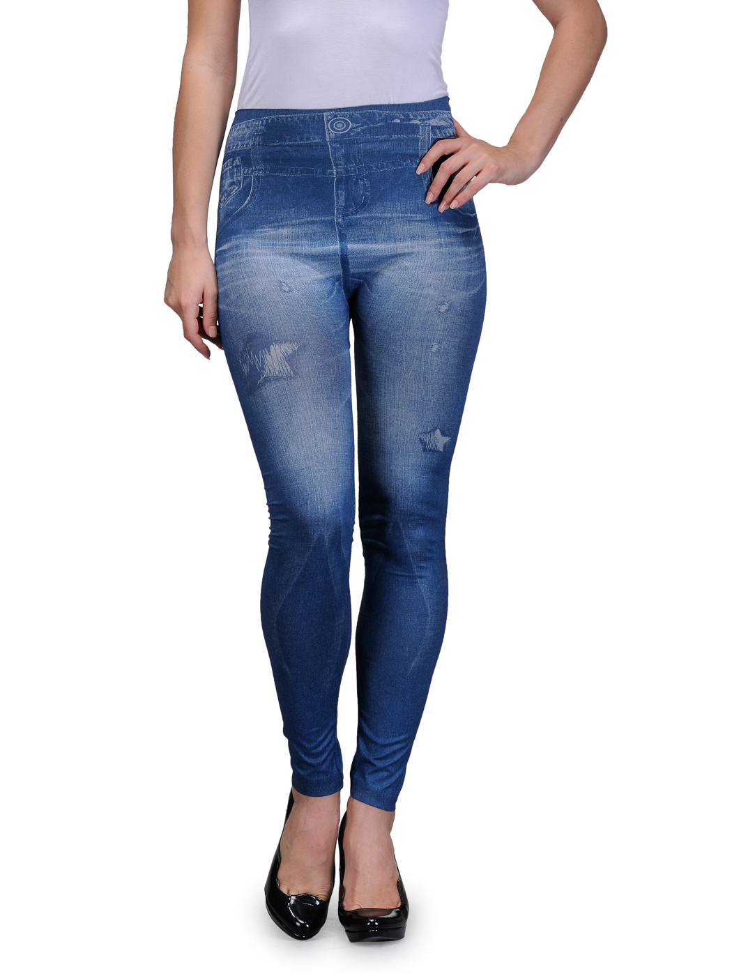 Buy Oleva Blue Star Denim Look Jegging Online @ ₹299 from ShopClues