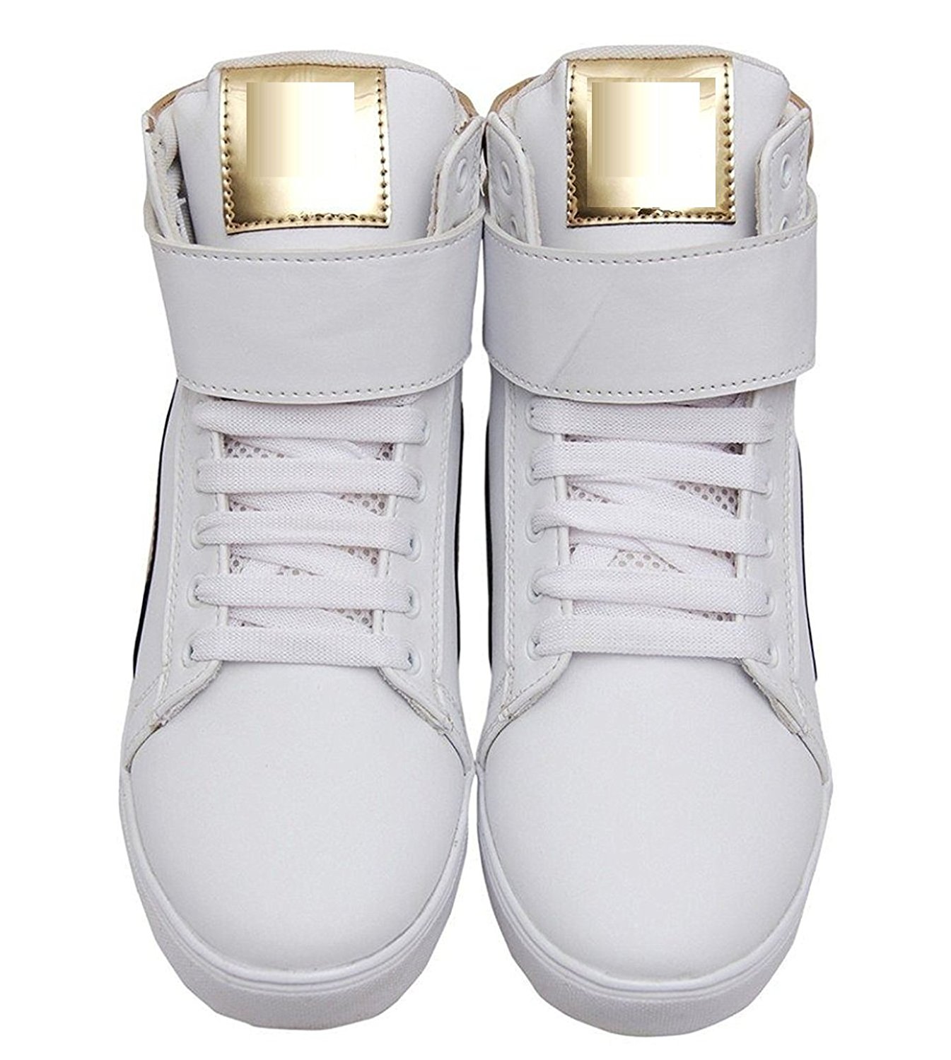 white with gold sneakers