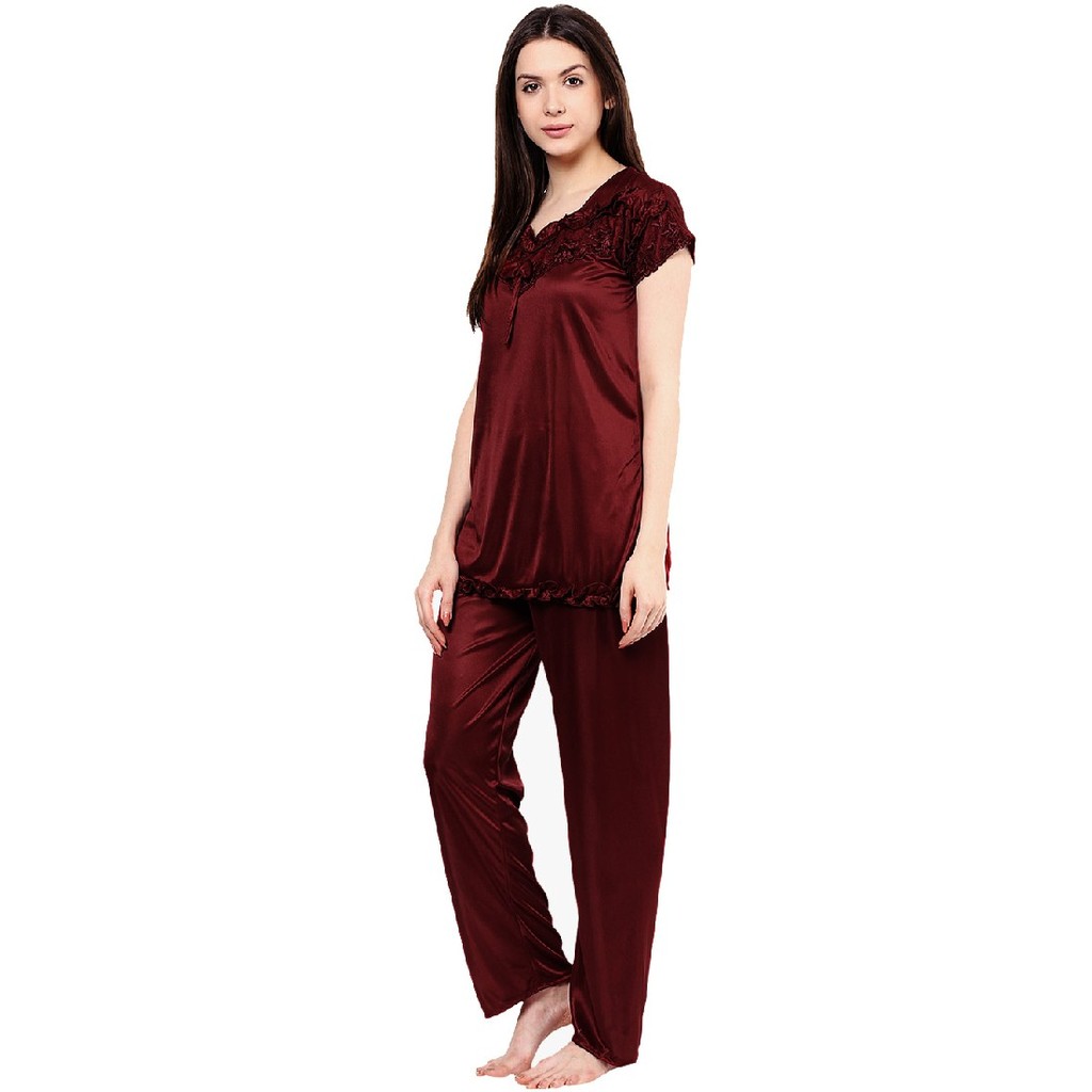 Buy Boosah Women's Brown Satin 1 Night Suit Online @ ₹549 from ShopClues