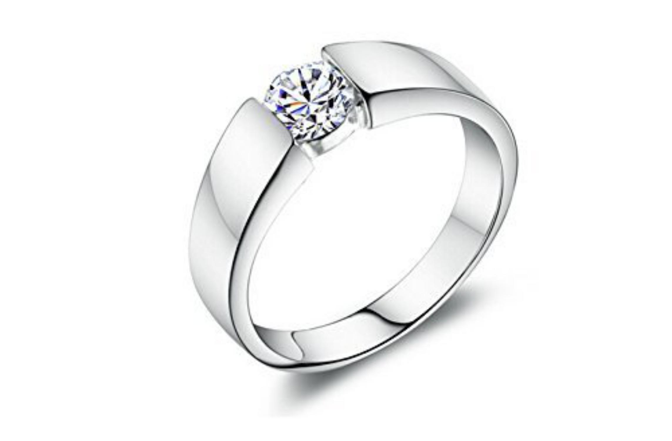 Buy Sterling 925 Silver Solitaire Adjustable Rings For Men Boys Online ...