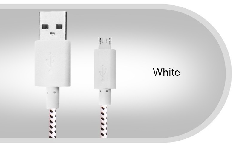 Emerald   EKI   Nylon Braided Micro USB Cable, Fast Charging Cables for All Android Mobile Phones USBC288 100cm white