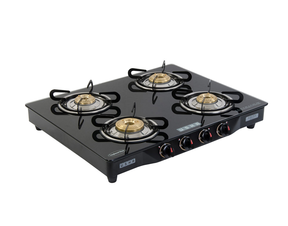 Buy Usha Ebony 4 Burner 8mm Glass Gas Stove Online @ ₹7499 from ShopClues