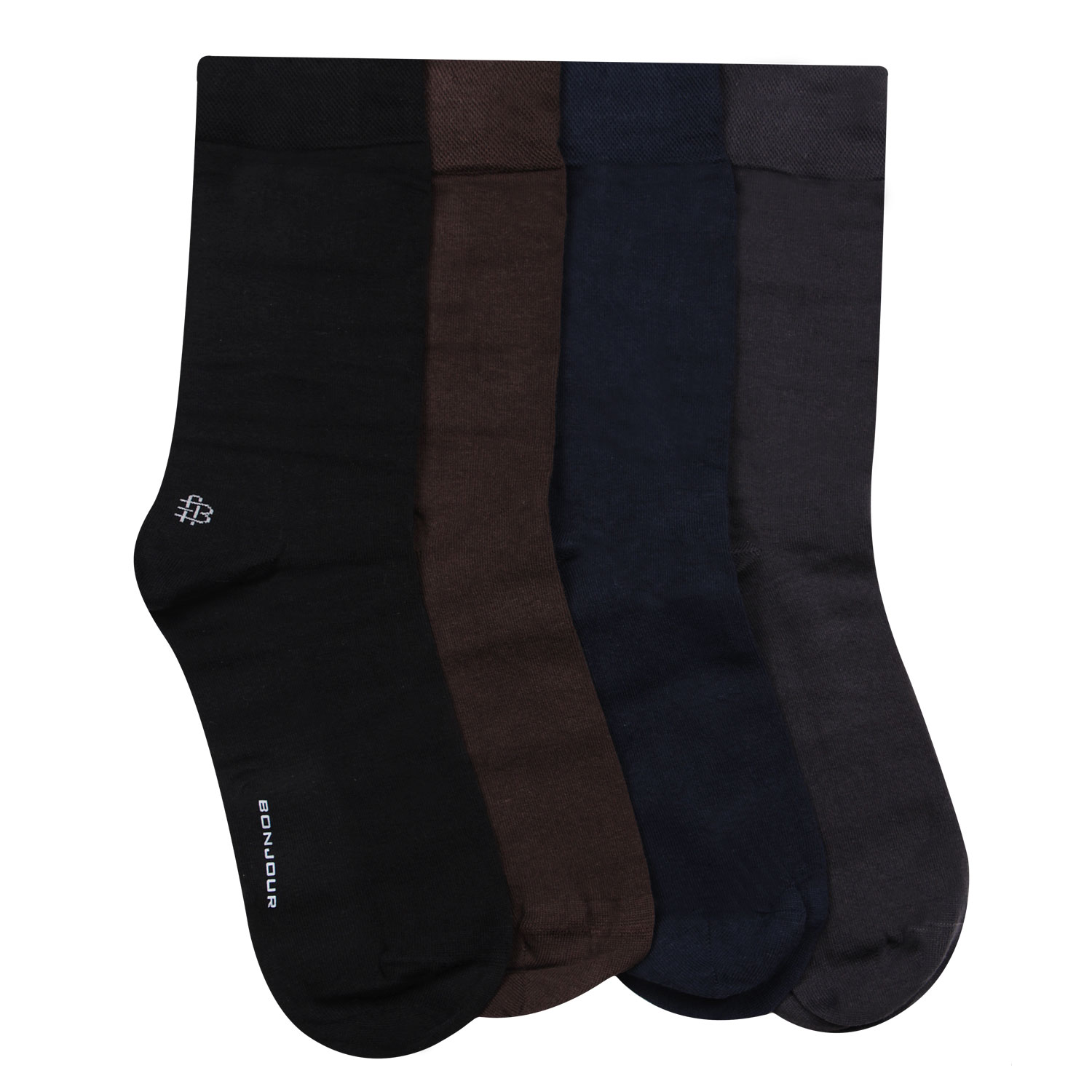 Buy Bonjour Odour free plain Socks for Men with Bonjour logo Pack of 4 ...
