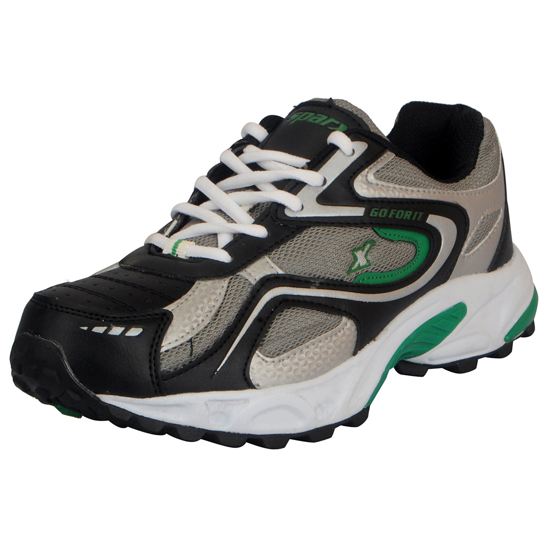 sparx men's sports running shoes black green