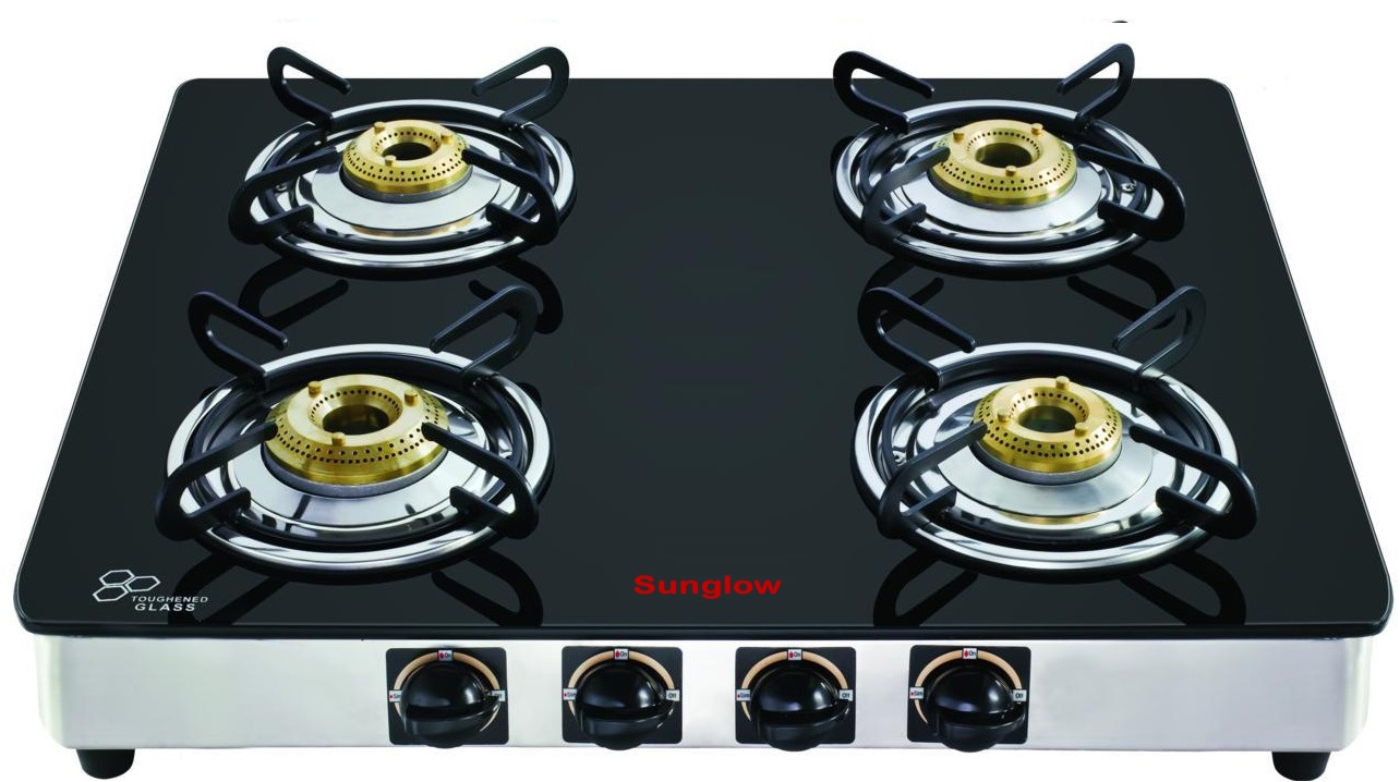 Sunglow 4 Burner Glass Top Gas Stove Break Resistant Toughened Glass 2