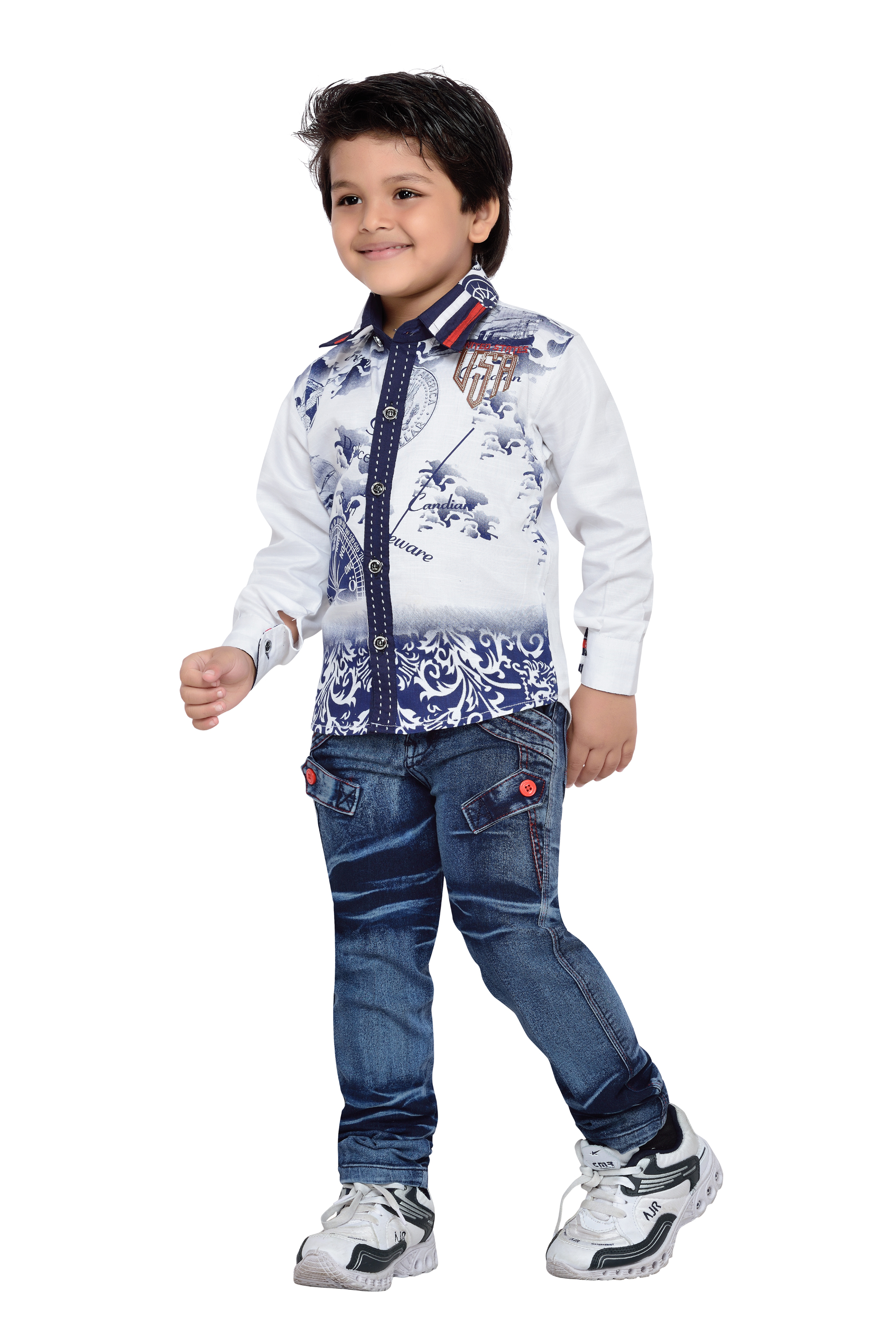 Buy AJ Dezines Kids Shirt and Jeans Set for Boys(668-WHITE-22) Online ...