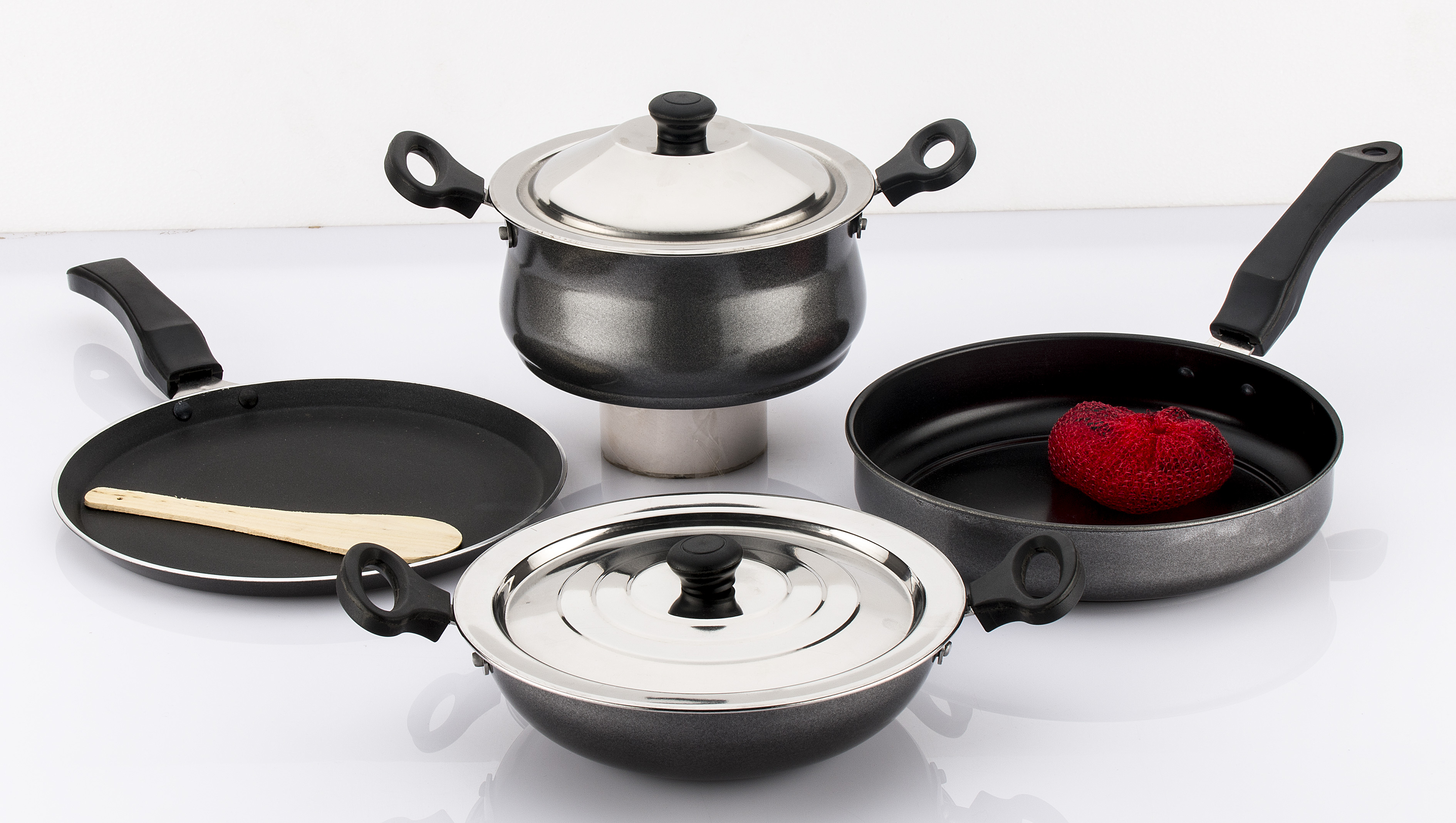 Mahavir 6Pc Induction Base Non Stick Cookware Set