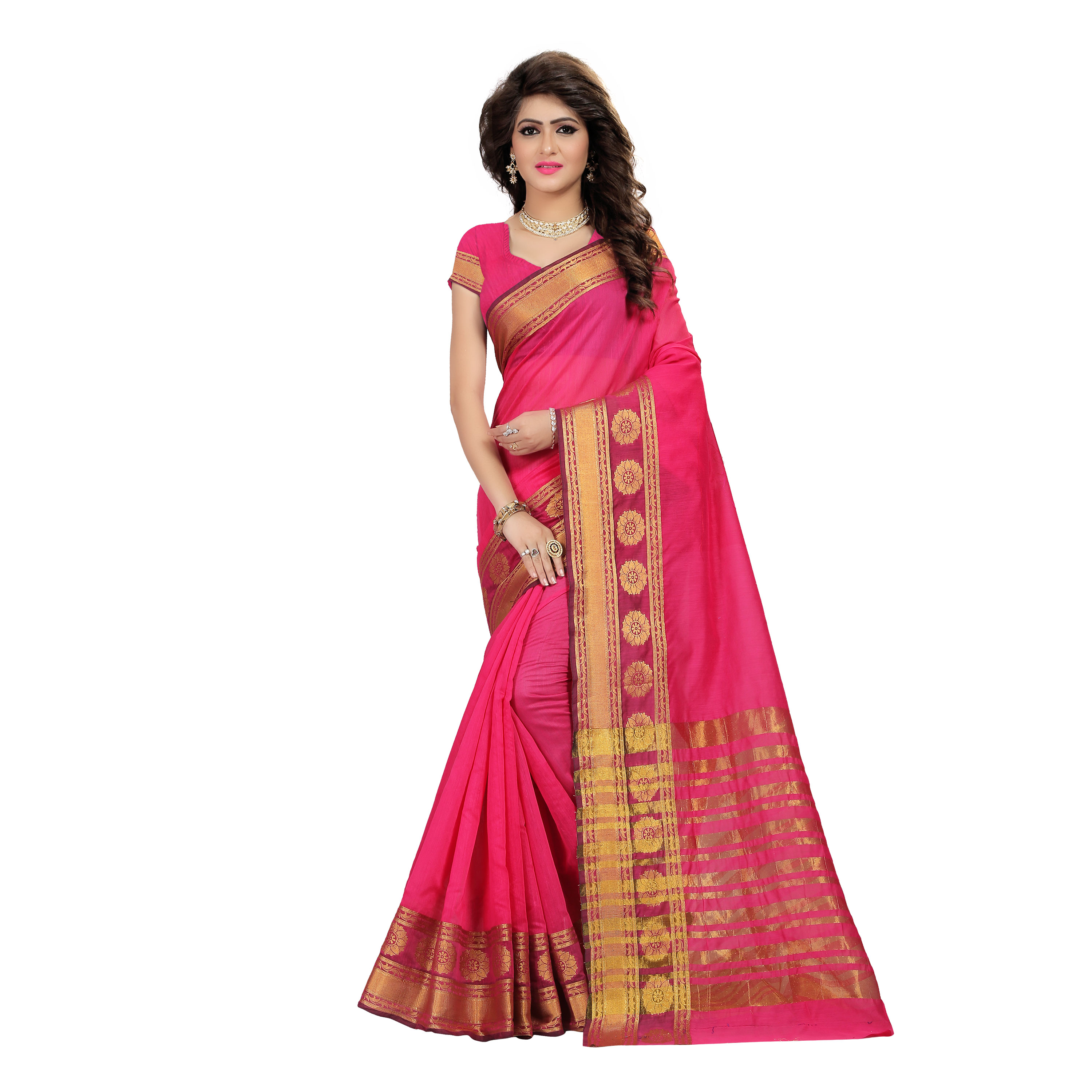 Buy Alankrutha Pink Color Cotton-Silk Saree With Blouse Online @ ₹689 ...