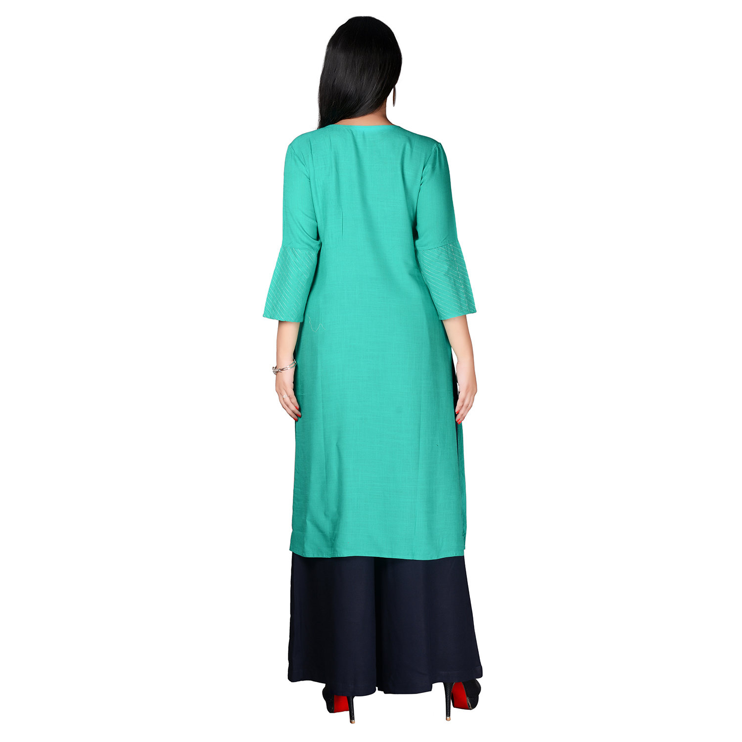 sky blue plain kurti design