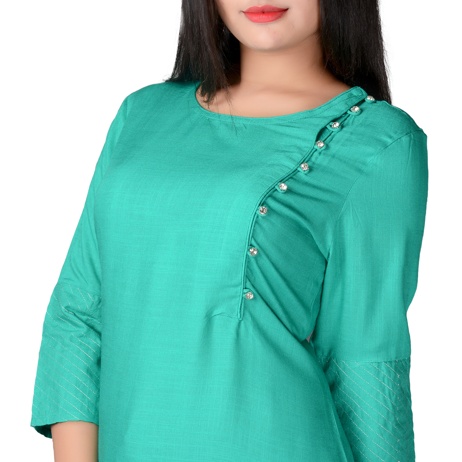 sky blue plain kurti design