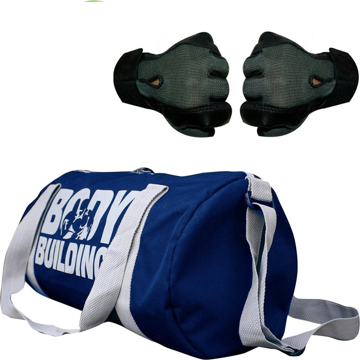 CP Bi gbasket Combo Set Polyester 40 Ltrs Blue Sport Gym Duffle Bag, Netted Gym Fitness Gloves  Grey 