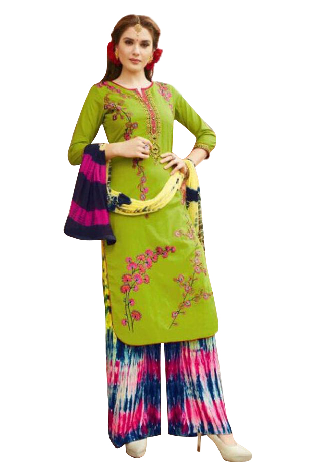 Buy Fabliva Parrot Printed French Crepe Dress Material (Unstitched