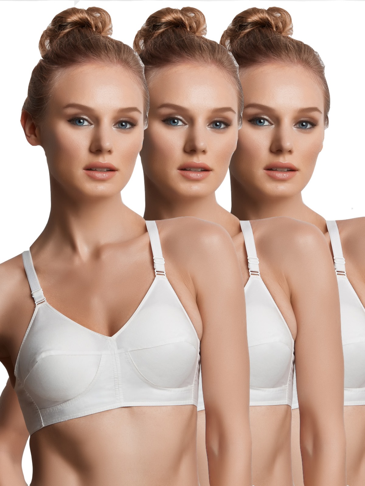 Buy Libertina White Solid NonPadded Non Padded Bra (Pack of 3) Online ₹585 from ShopClues