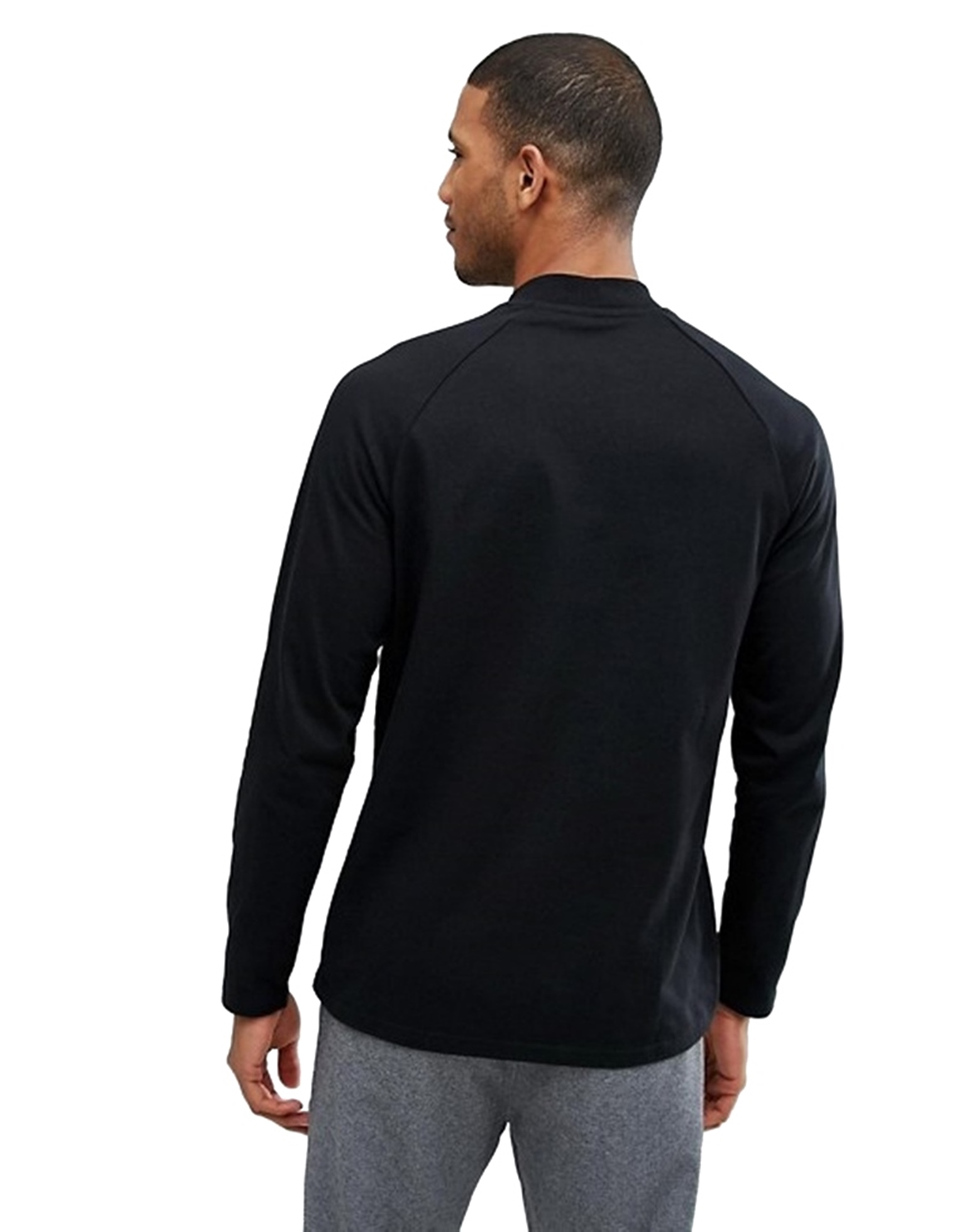 Buy PAUSE Black Solid Cotton Mock Neck Slim Fit Long