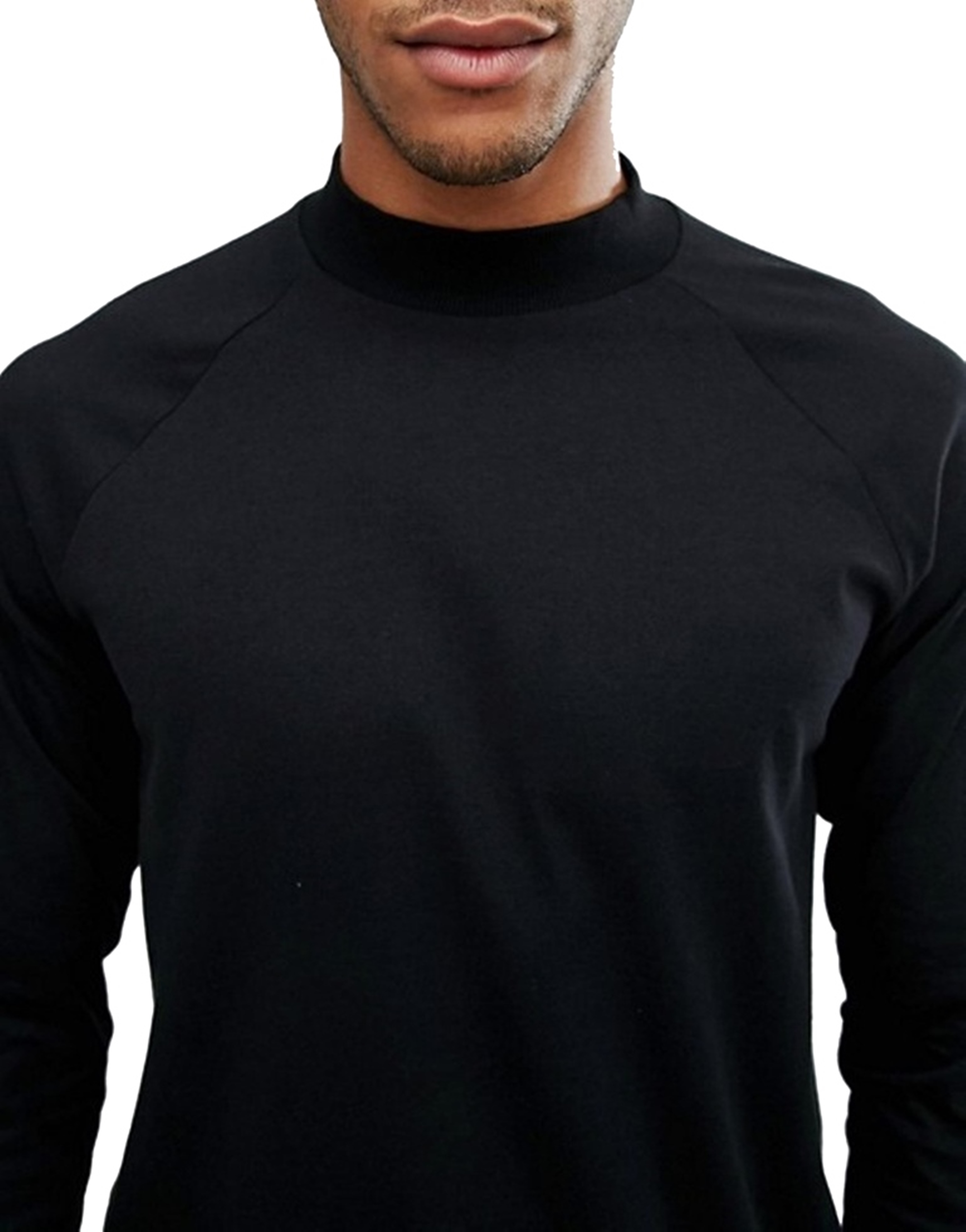 Buy PAUSE Black Solid Cotton Mock Neck Slim Fit Long Sleeve Men's T ...