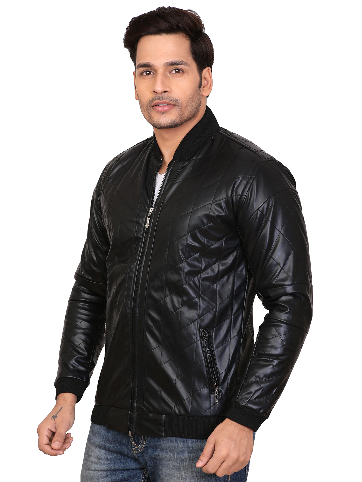 Buy CONWAY BLACK WINTER WEAR LATHER JACKET FOR MEN'S Online @ ₹1349 ...