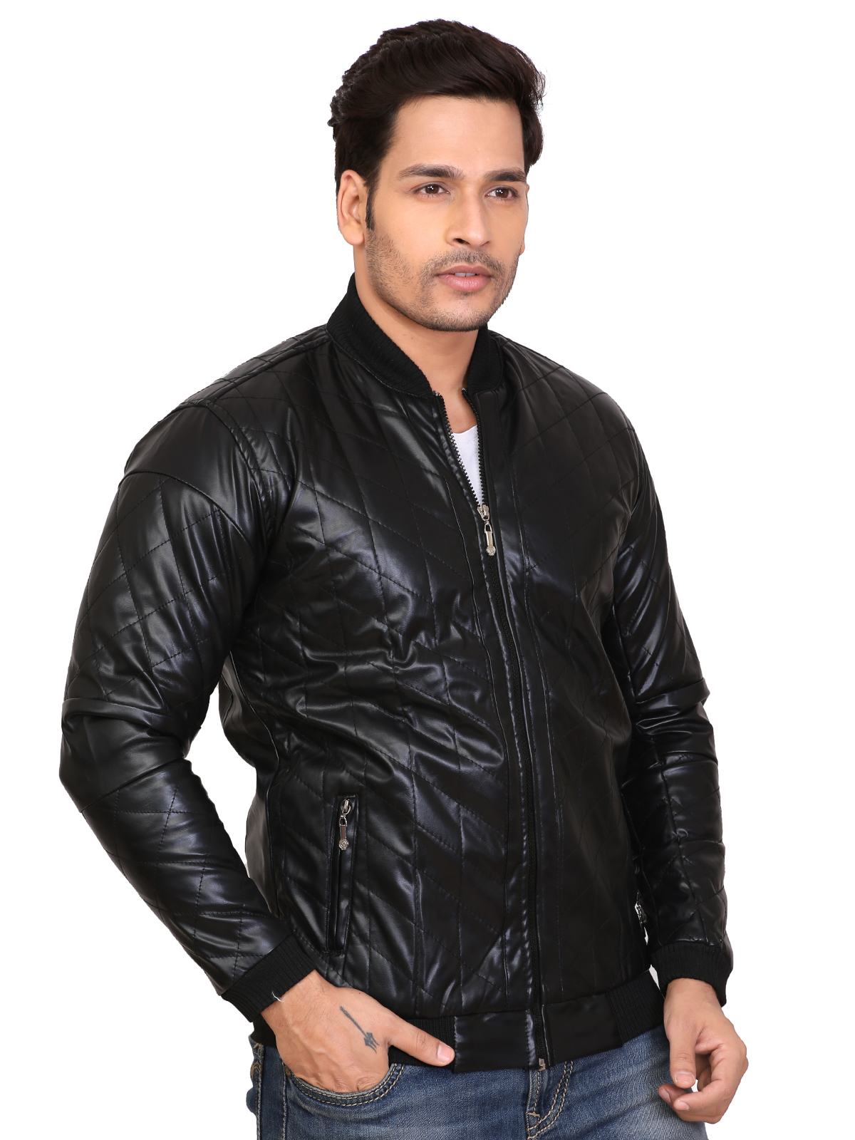 Buy CONWAY BLACK WINTER WEAR LATHER JACKET FOR MEN'S Online @ ₹1349 ...