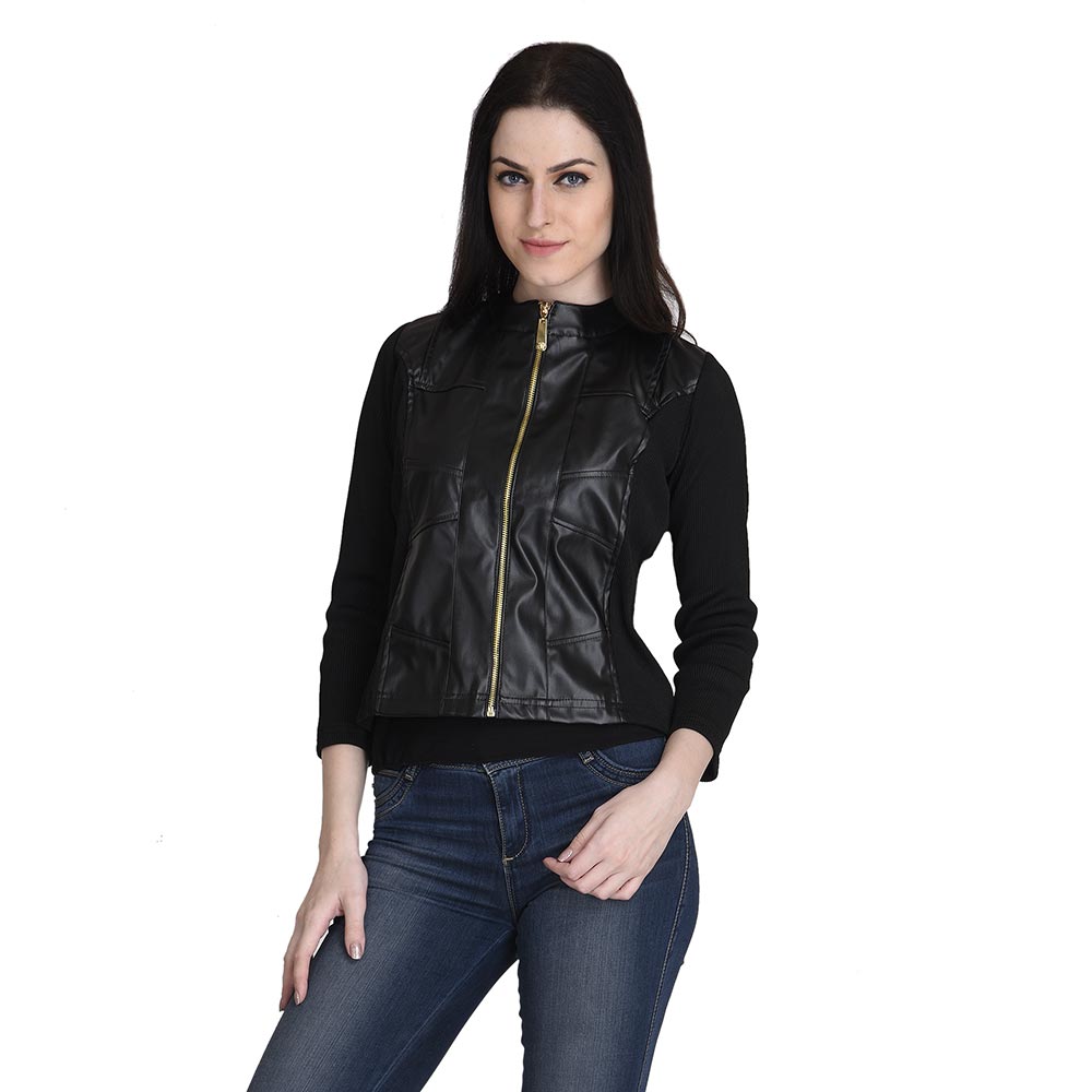 Buy Westrobe Black Rexine Bicker Jacket With Chain Online @ ₹799 from ...