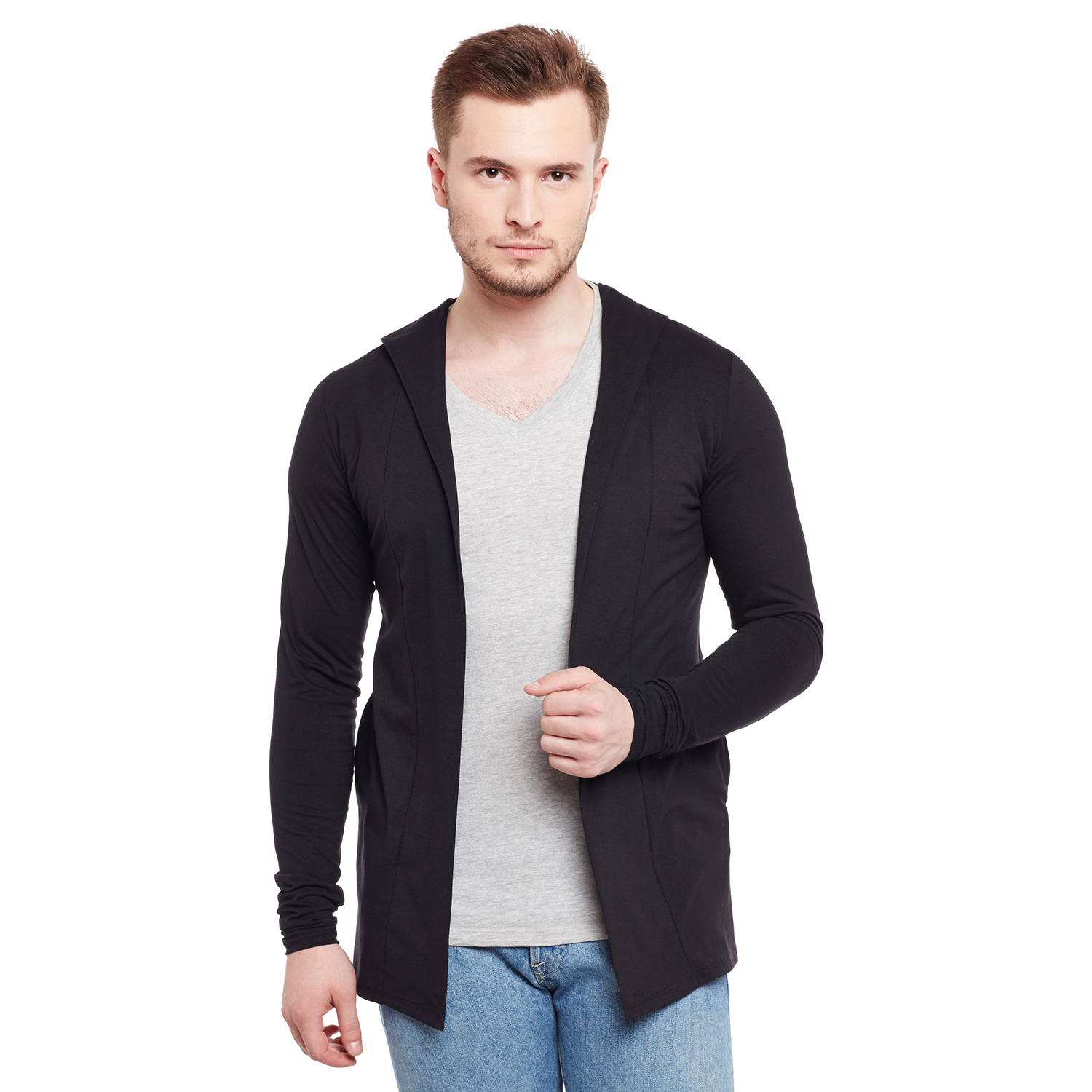 Buy Combo of Hooded Men's Cotton Front Open Black and Mustard Cardigan ...