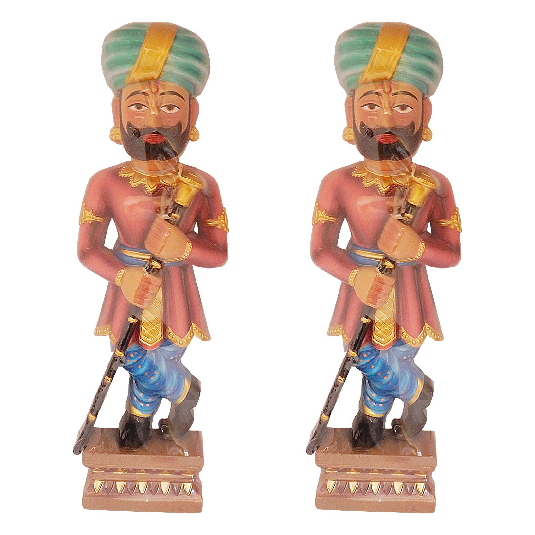 Buy Wooden Rajasthani Set of 2 Chowkidar, Darbaan, Dwarpal, or Rakshak Showpiece, Gift Set or