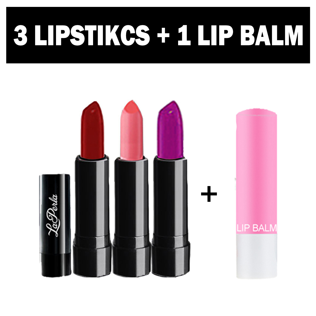 Buy Adbeni 3 Lipstick With ColorDiva Lip Balm Makeup Combo Set of 4