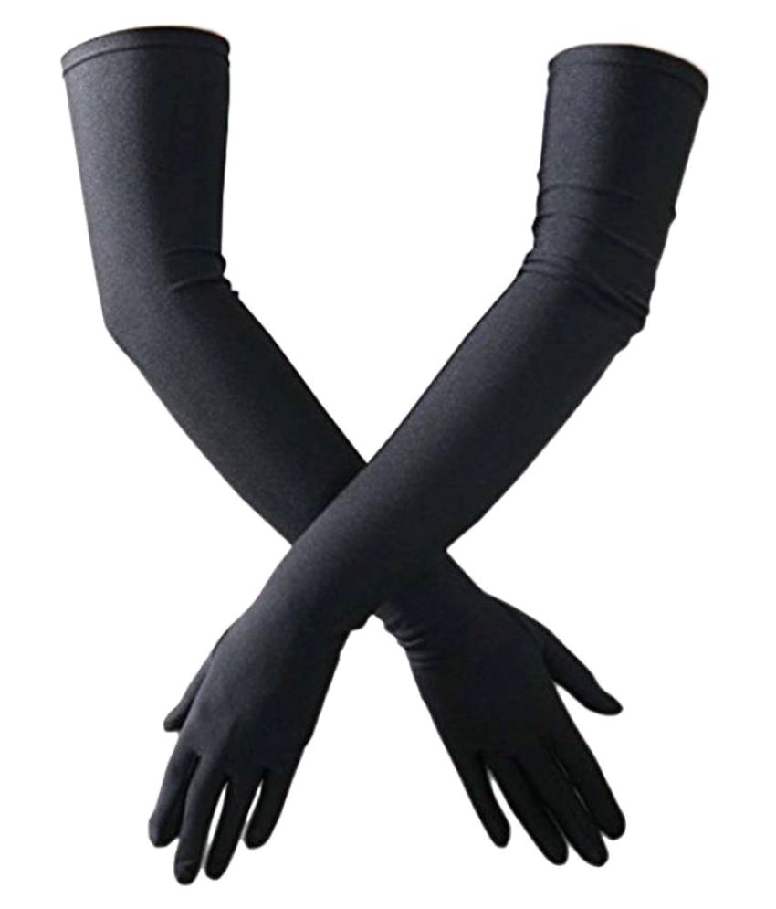 Buy Nandini Black Cotton Casual Full Arm Length Gloves For Women Pack 