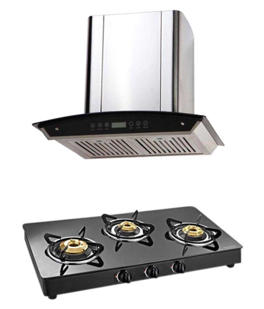 Buy Seavy Delta DLX 1100 M3/H 60cm Chimney with 3 Burner Cooktop Combo