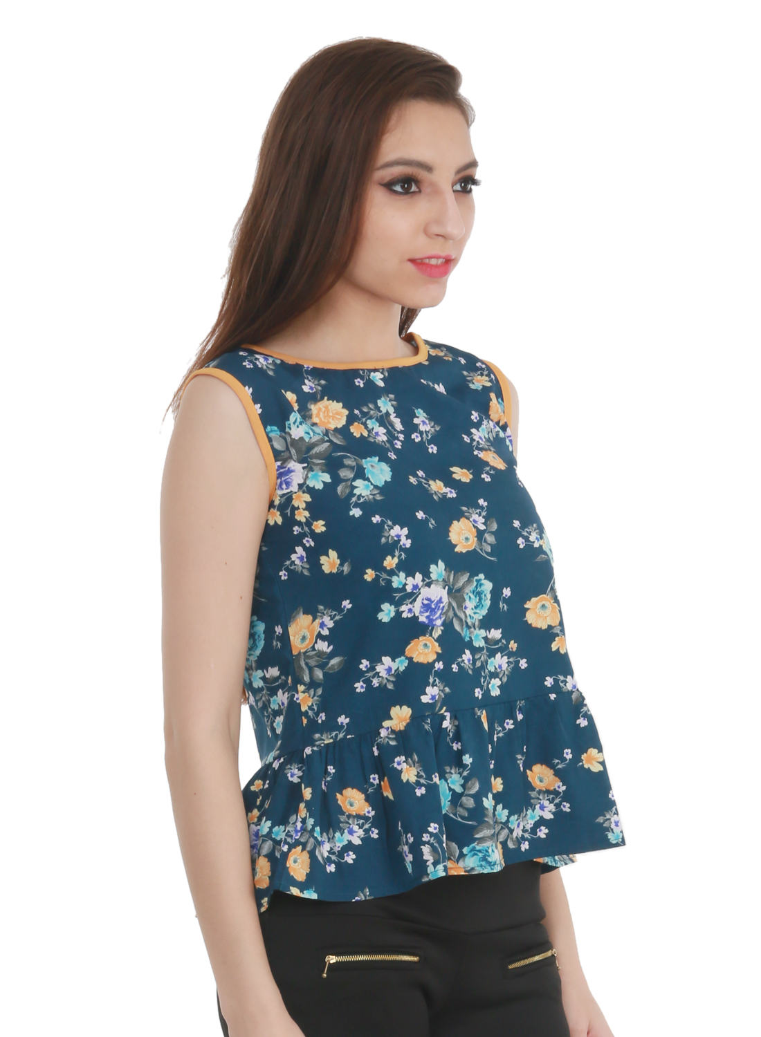 Buy Klick2Style Women's Crepe Dark Blue Top Online @ ₹999 from ShopClues