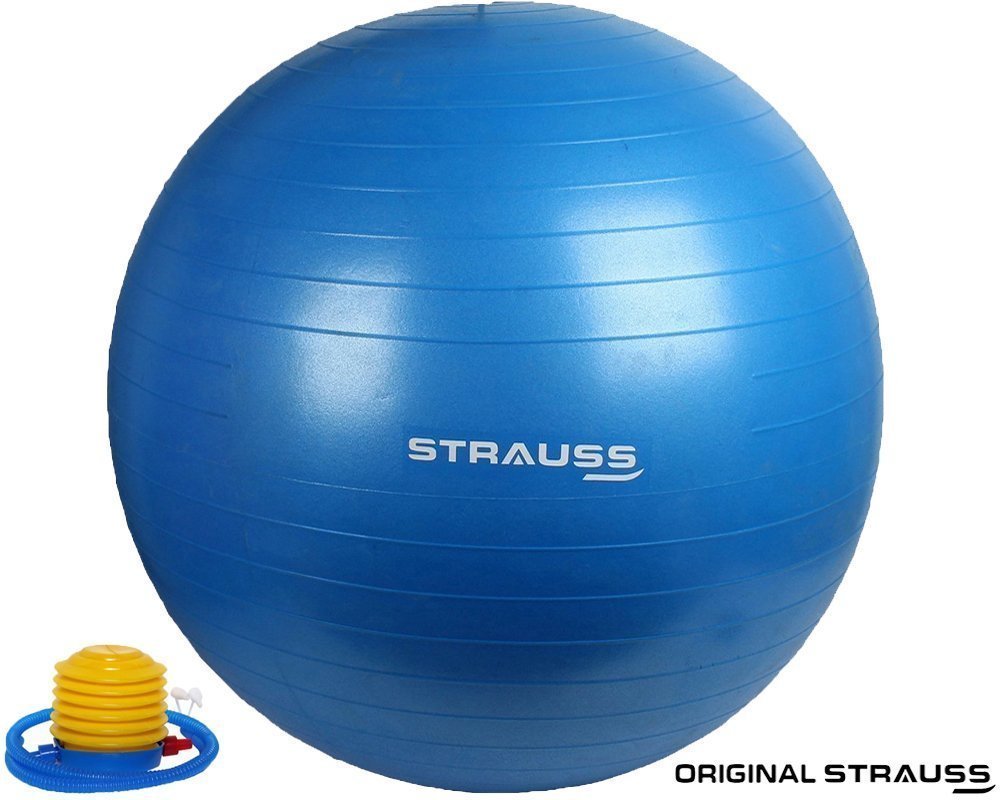 Strauss Anti Burst Gym Ball with Foot Pump, 55 CM