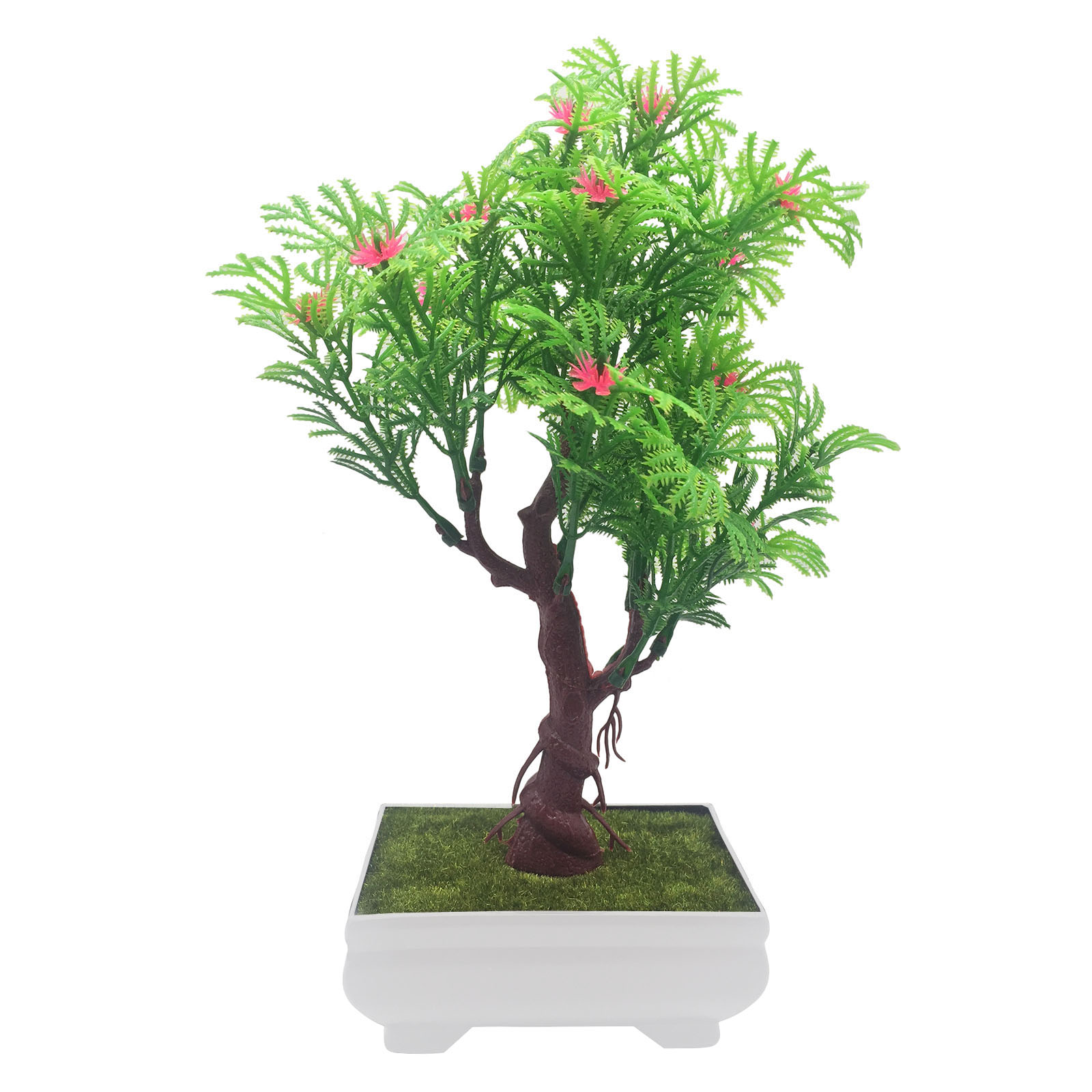 Buy Random 3 Branched Artificial Bonsai Tree with Green Leaves and Pink Flowers Online ₹399