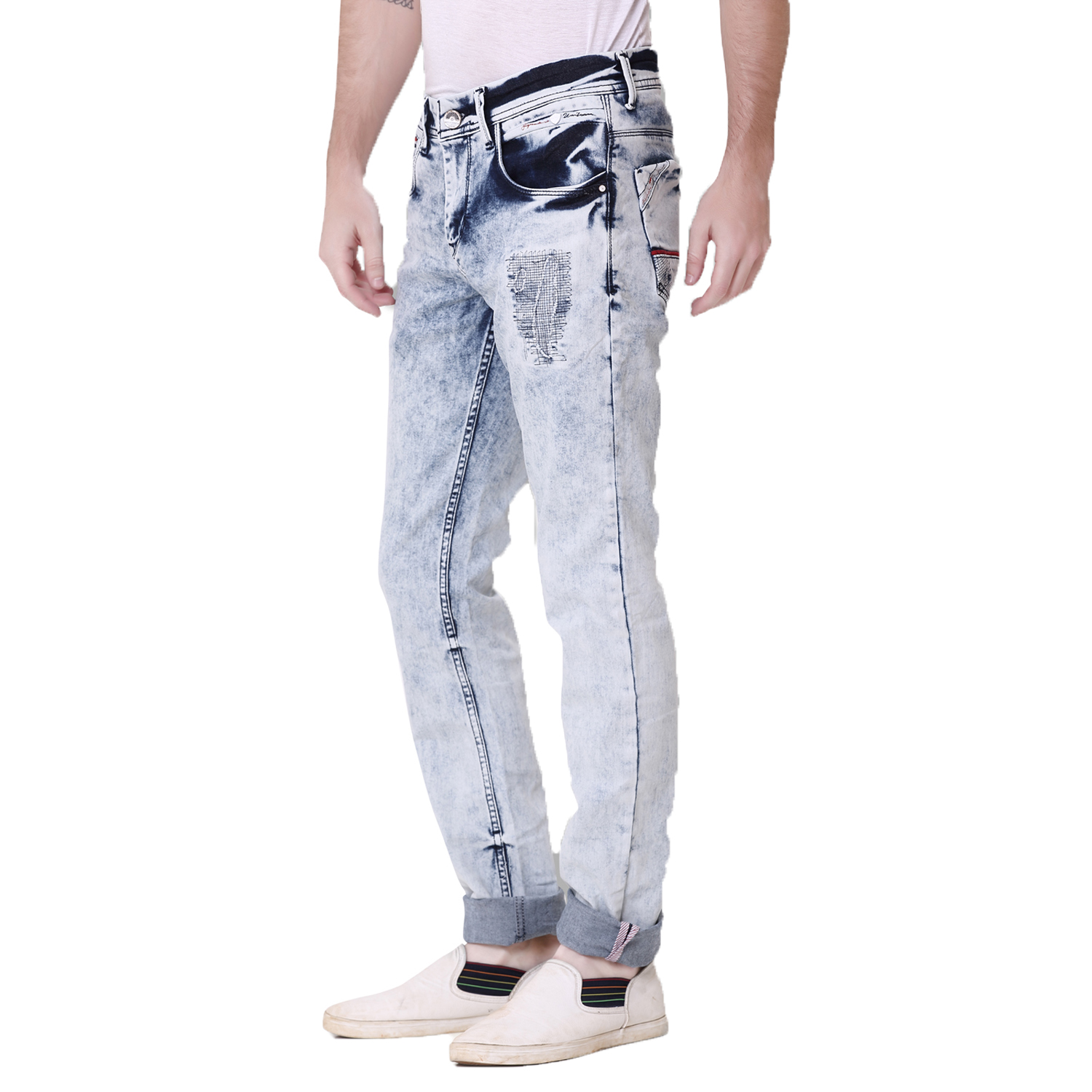 Buy Kozzak Mens Ice Blue Slim Fit Denim Jeans Online @ ₹1244 from ShopClues