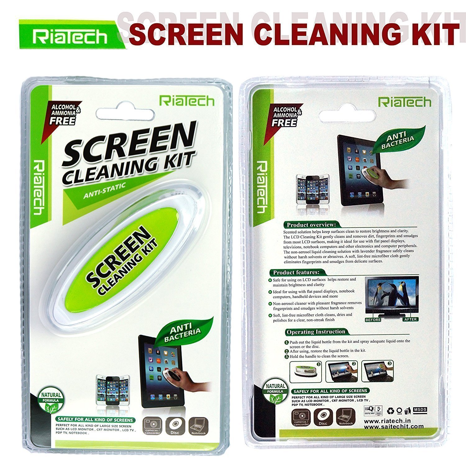 RiaTech All in One Screen Cleaning Kit for Laptops,Mobiles,LCD,LED,Computers,TV