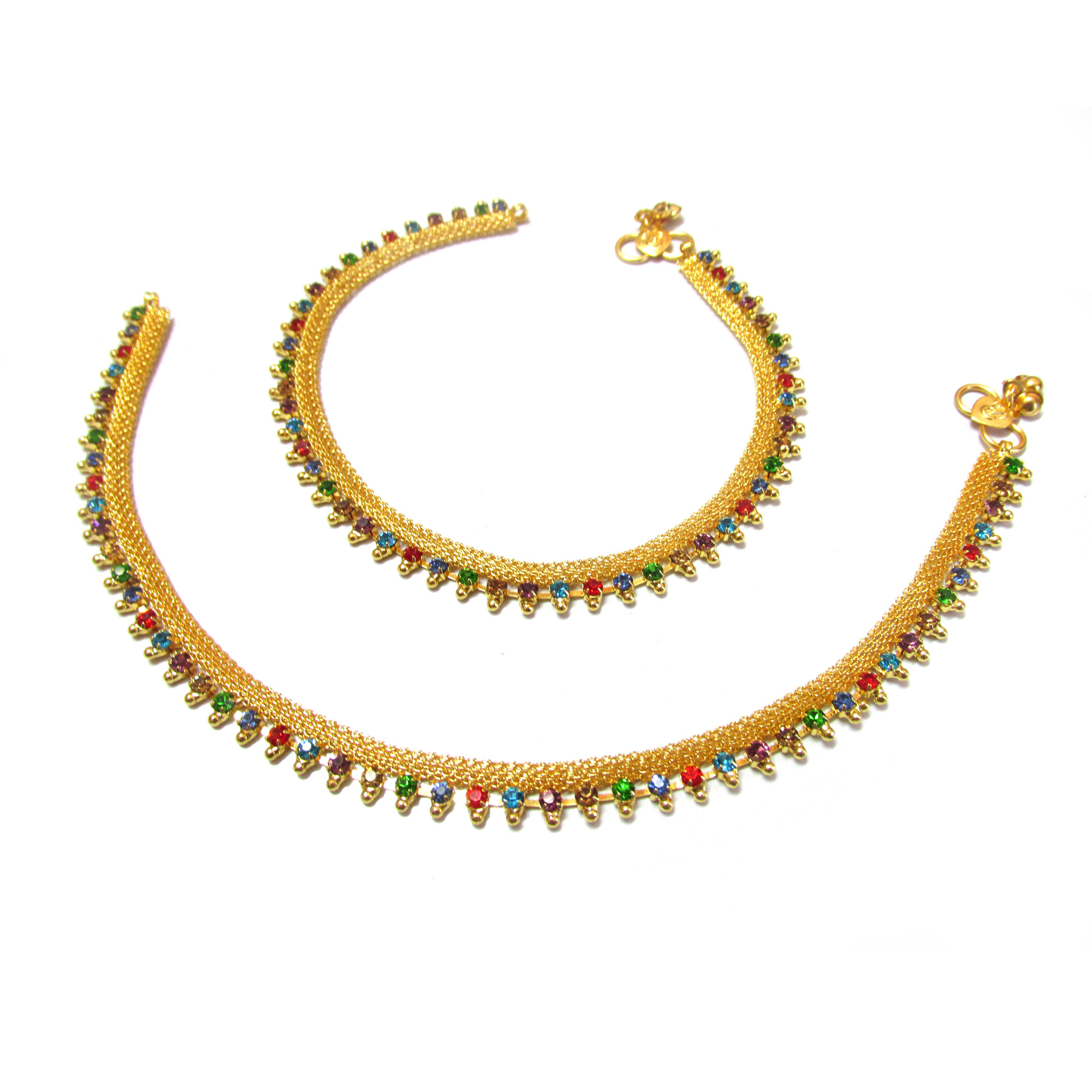 Shop Chain Gold plated anklet (payal) with color stone Online - Shopclues