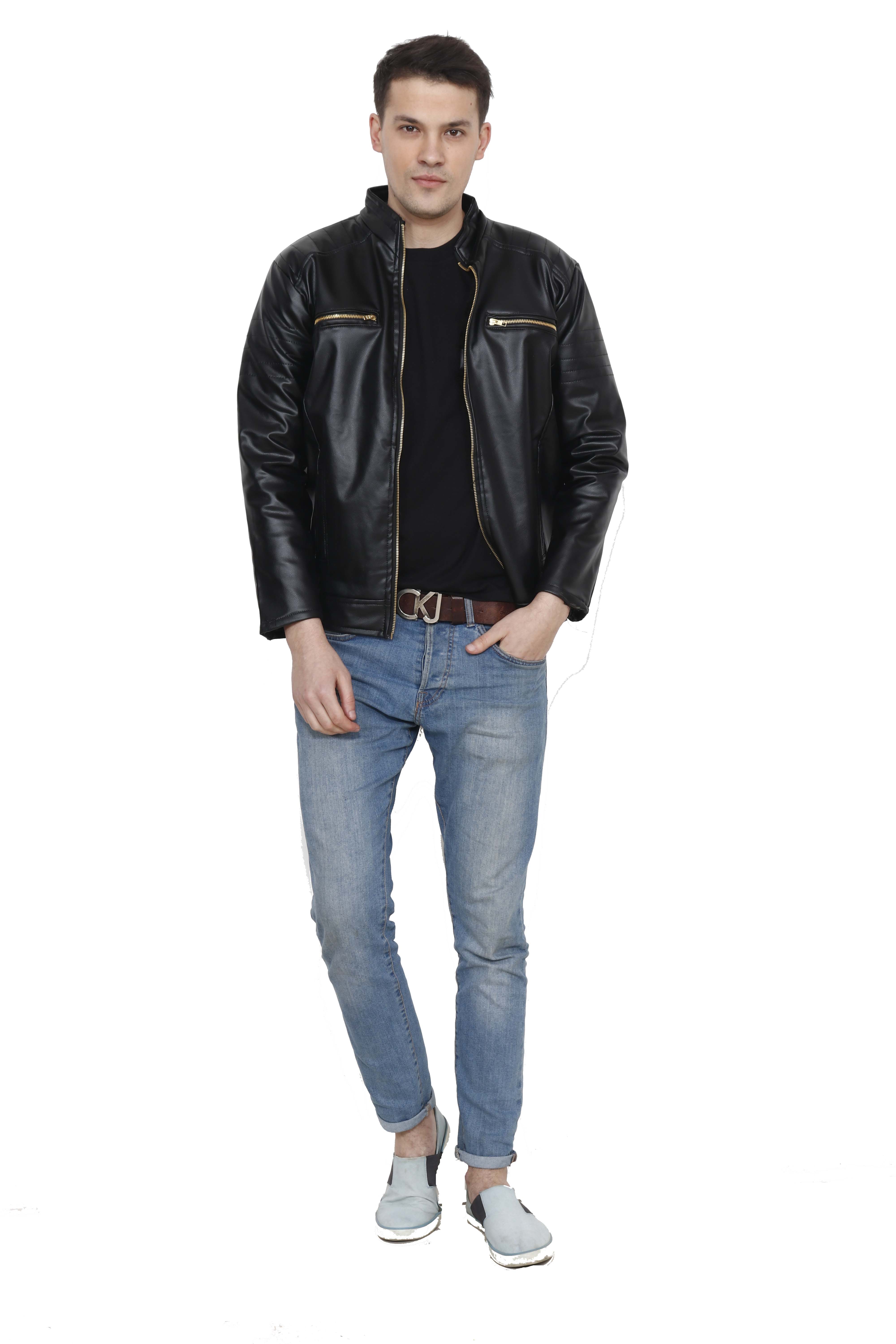 Buy Bona Black Leather Jackets For Mens Online @ ₹1499 from ShopClues