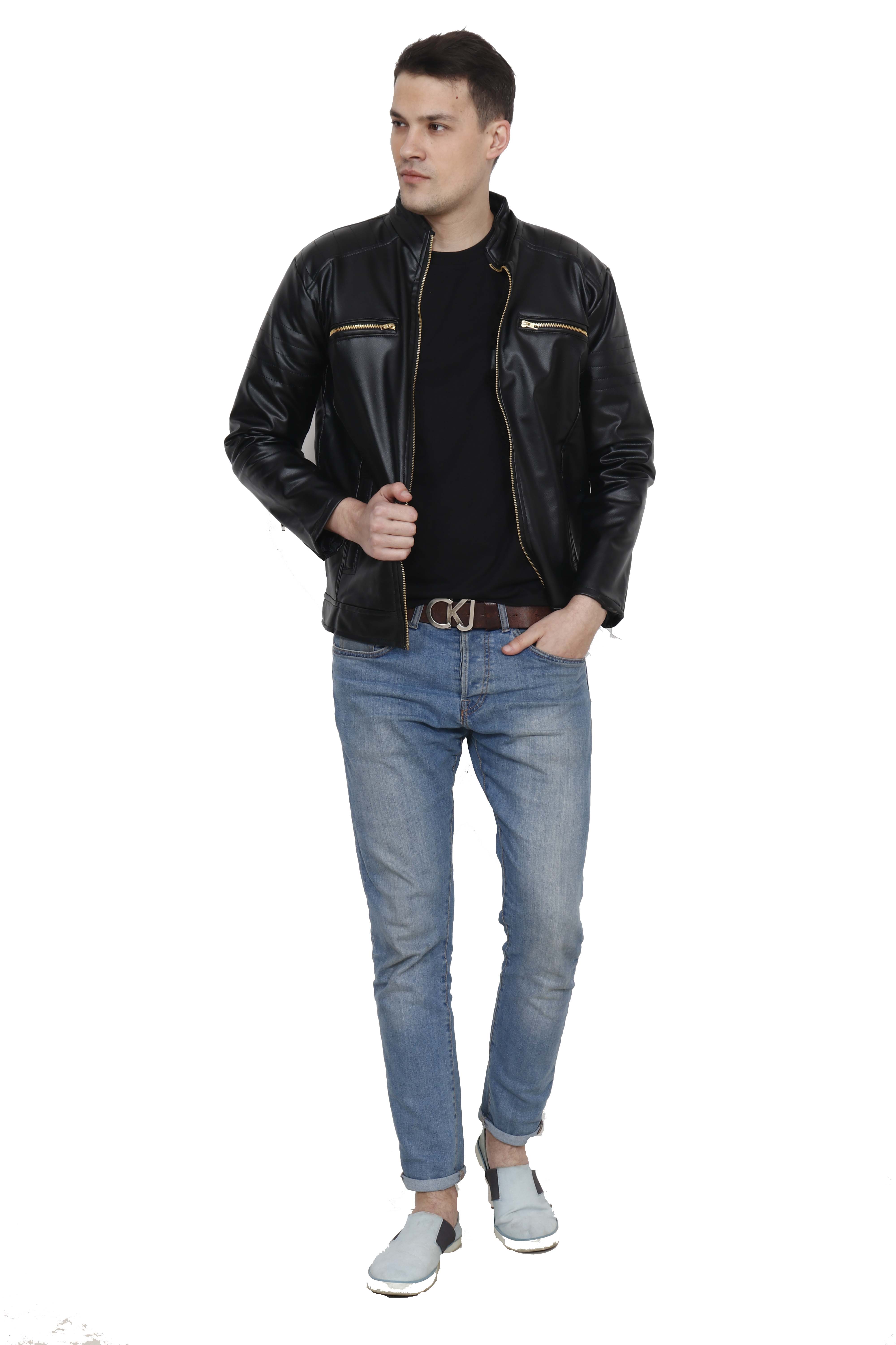 Buy Bona Black Leather Jackets For Mens Online @ ₹1499 from ShopClues